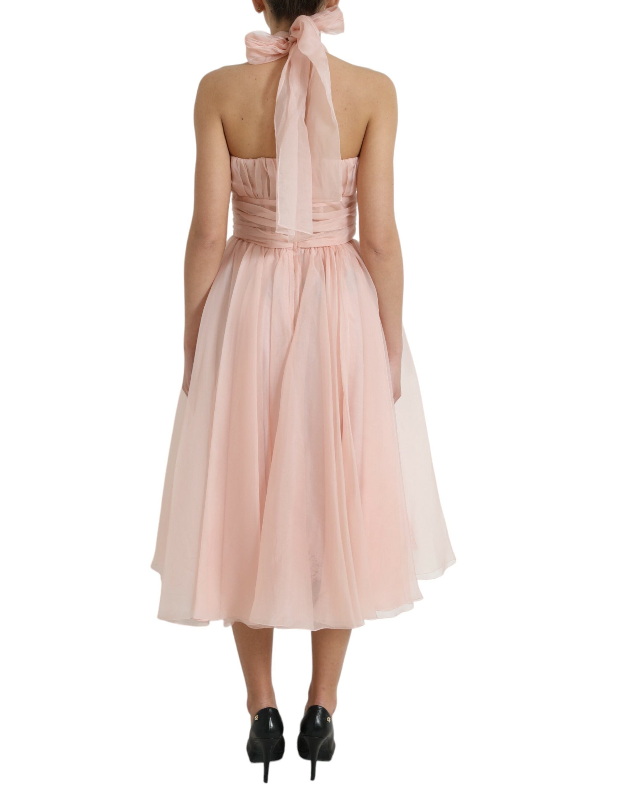 Dolce & Gabbana Elegantes Neckholder-Midikleid aus Seidenchiffon