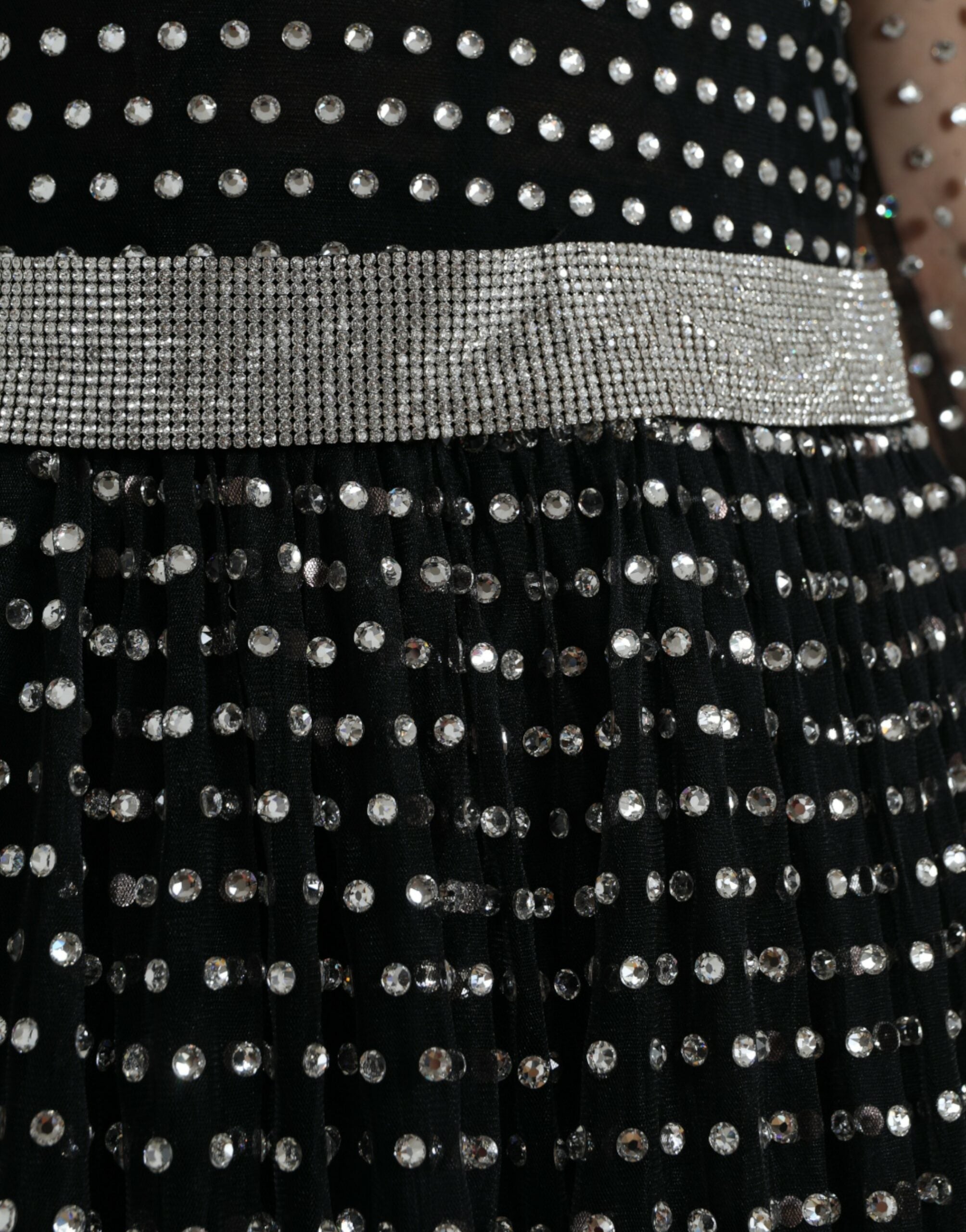 Rochie lungă neagră elegantă cu cristale Dolce & Gabbana