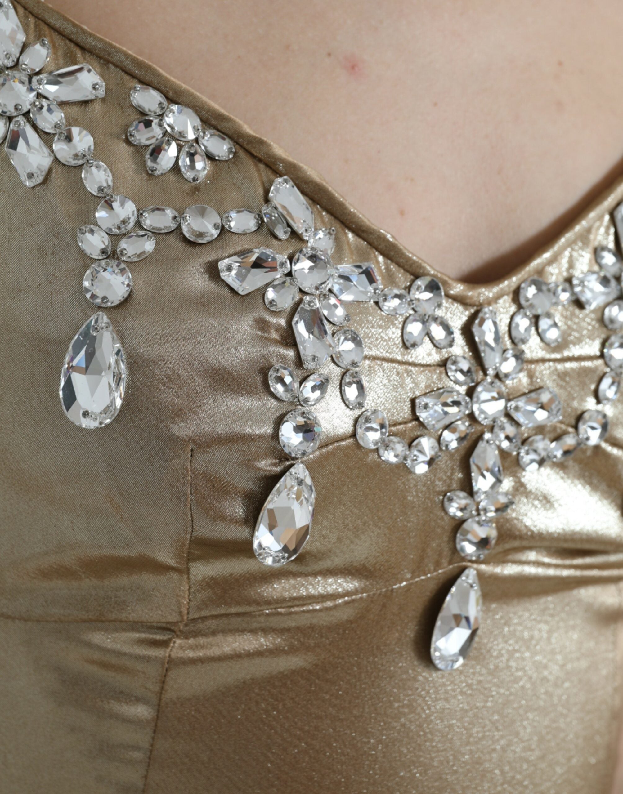 Rochie elegantă Dolce & Gabbana, aurie metalică, cu cristale