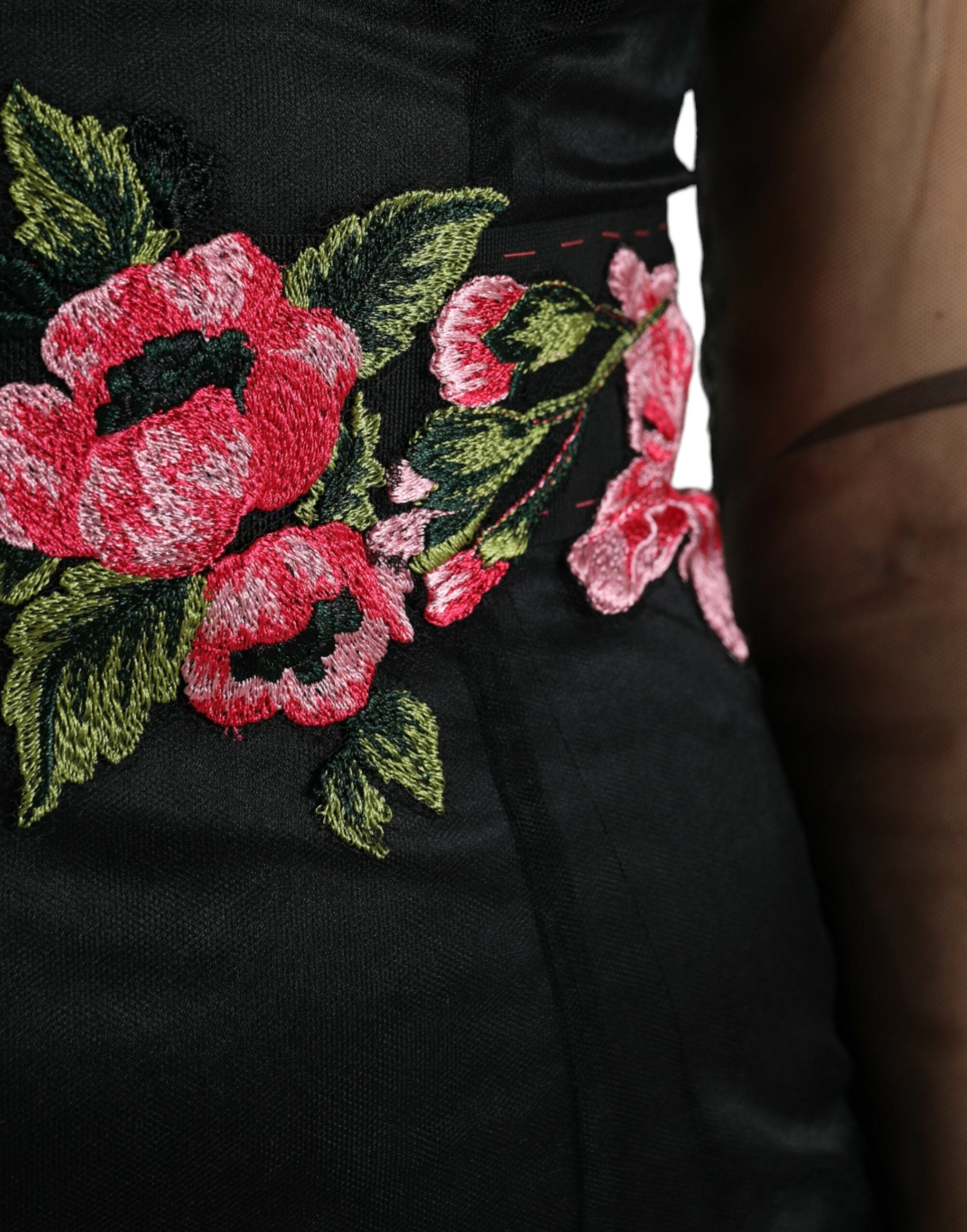 Rochie lungă de seară din tul cu broderie florală Dolce & Gabbana