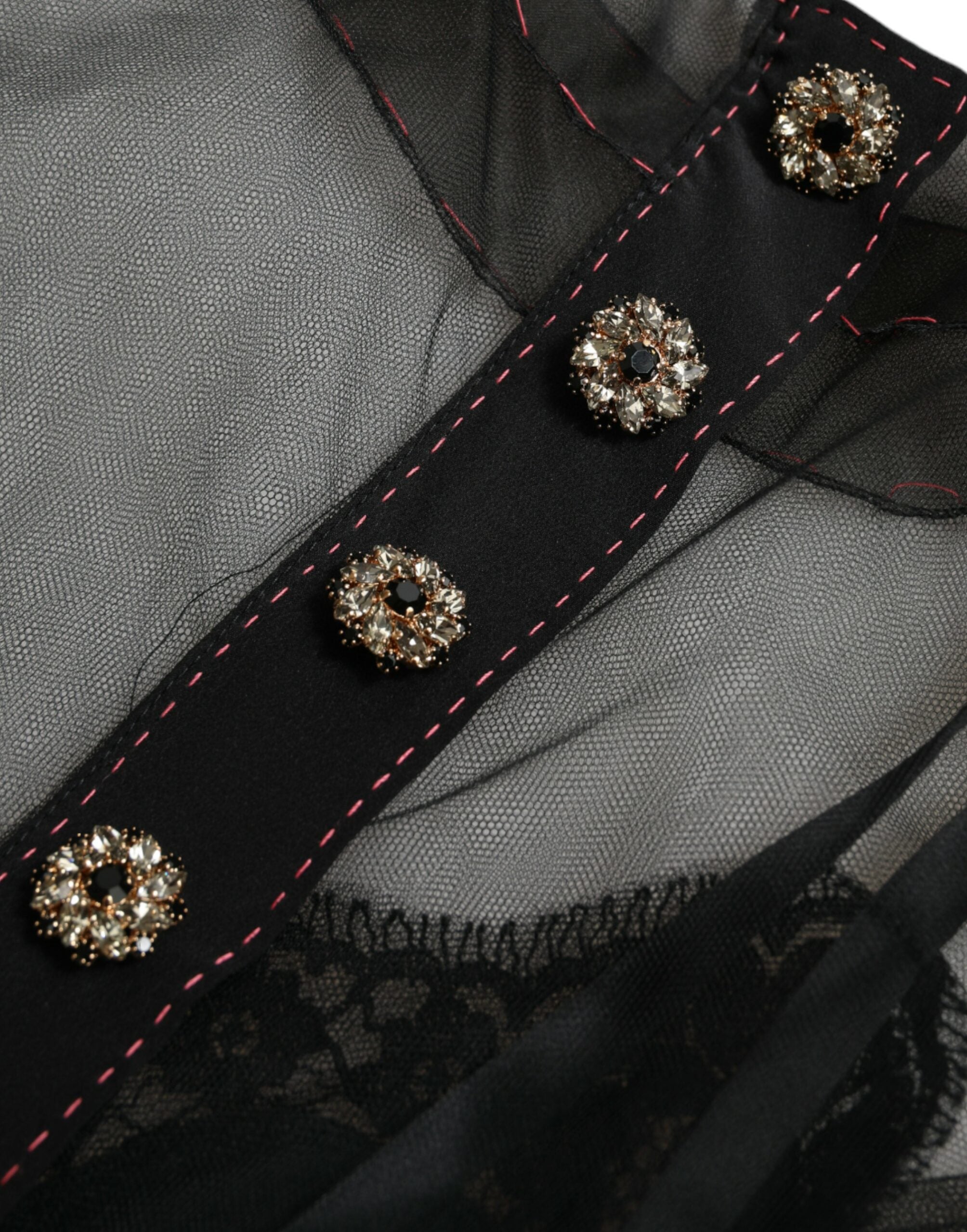 Rochie lungă de seară din tul cu broderie florală Dolce & Gabbana