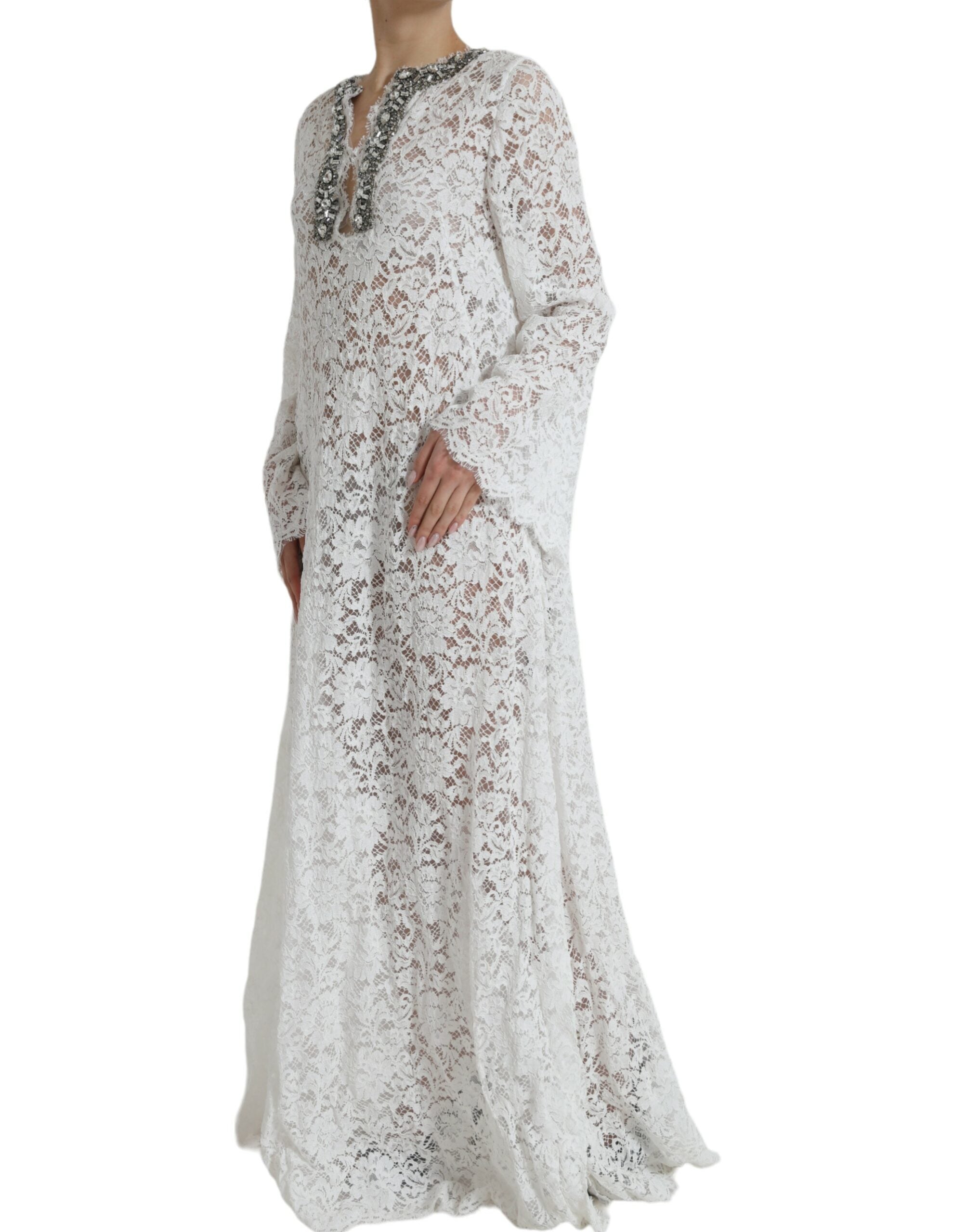 Rochie elegantă albă, dreptă, cu cristale, Dolce & Gabbana