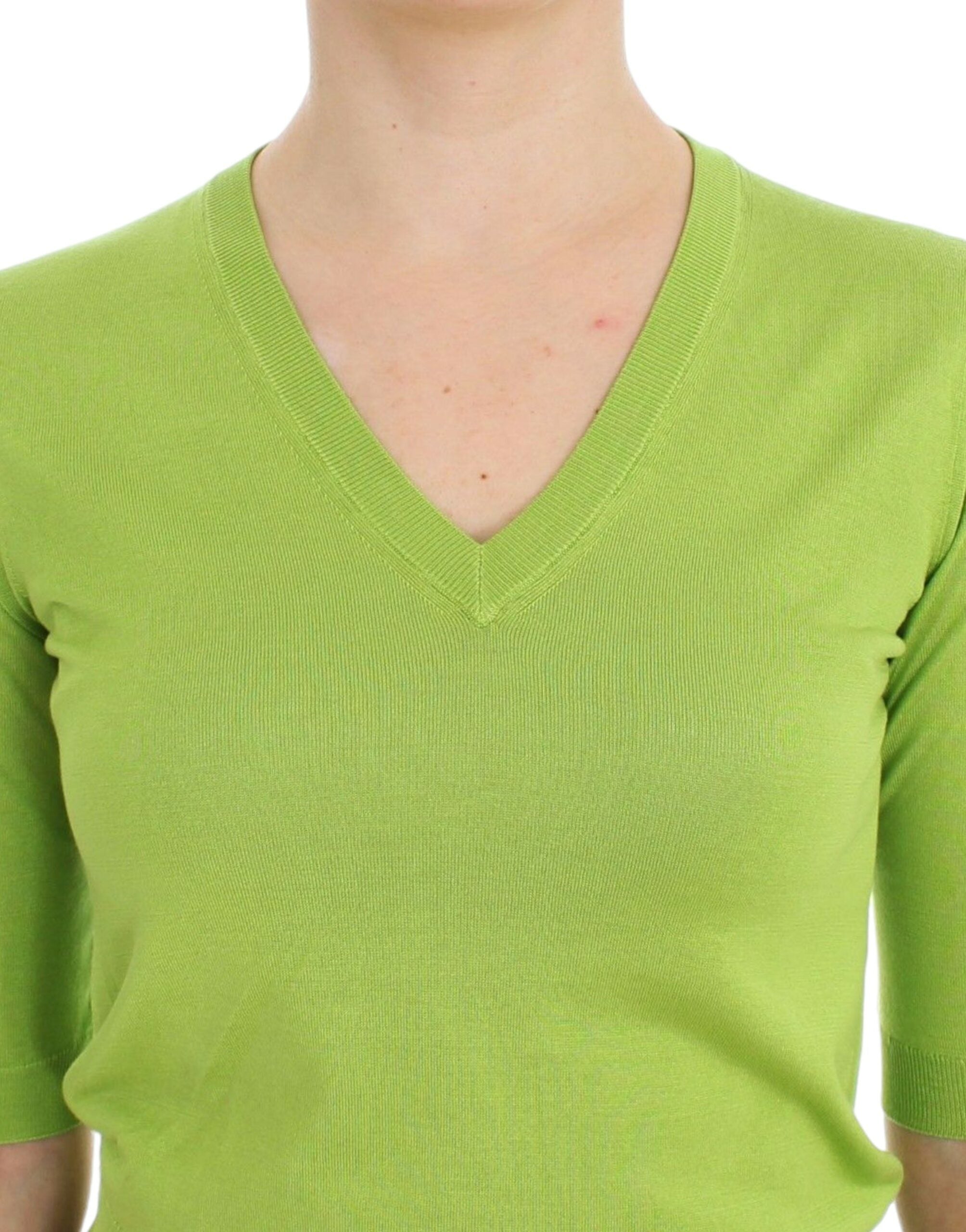 Pulover Dolce & Gabbana din lână verde smarald cu decolteu în V