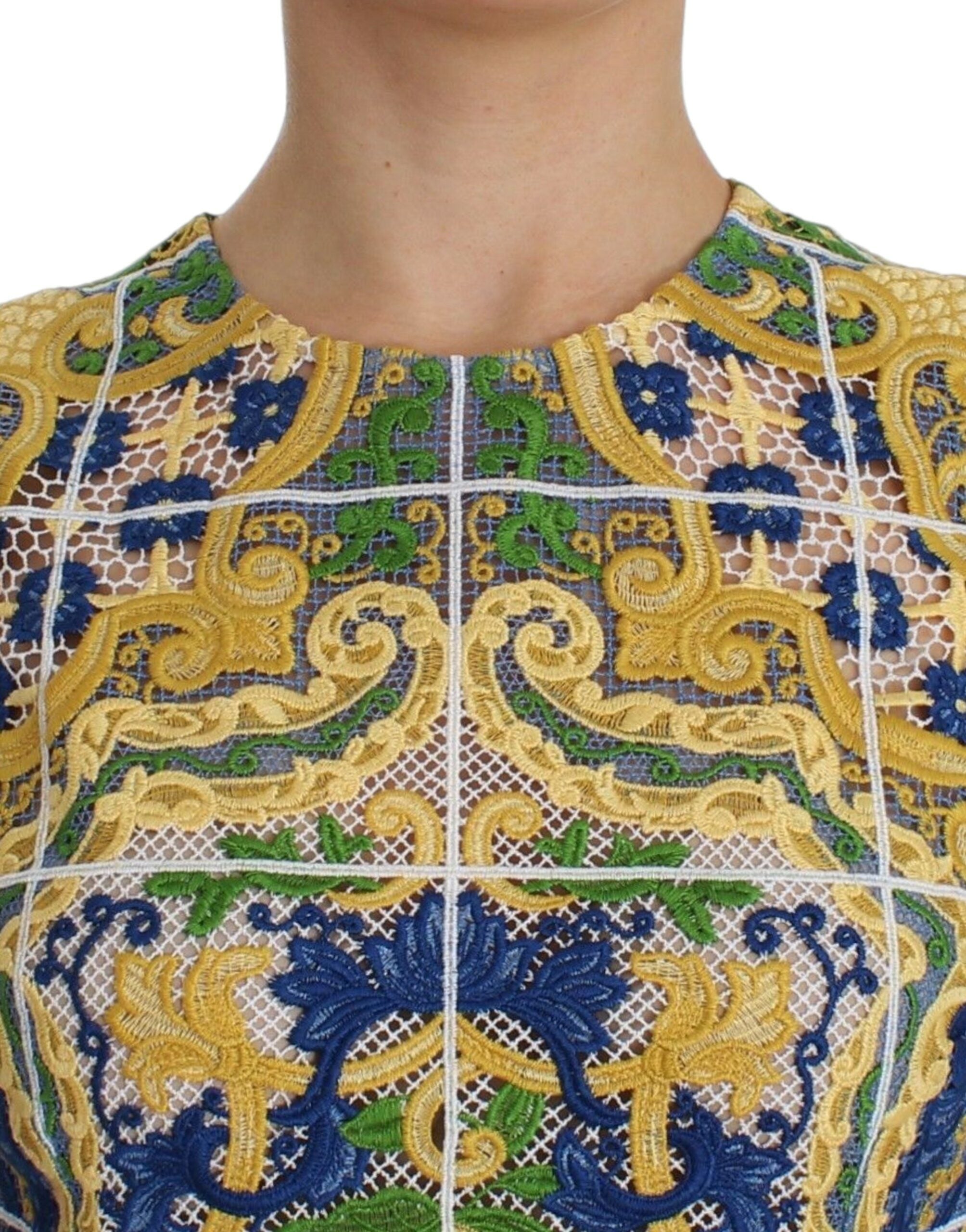 Dolce & Gabbana Majolika bestickte ärmellose Eleganz