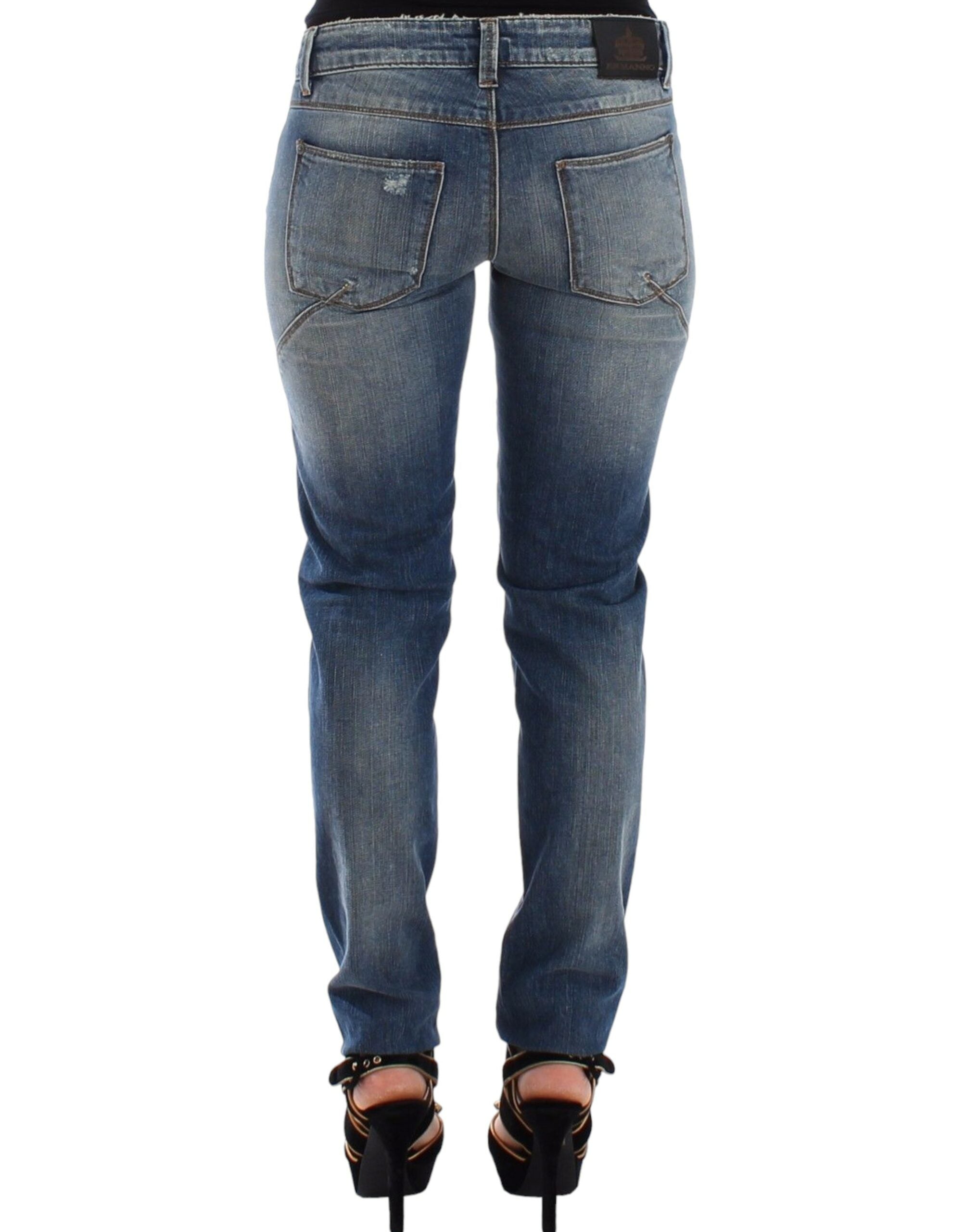 Blugi Ermanno Scervino Chic Slim-Fit Blue Denim