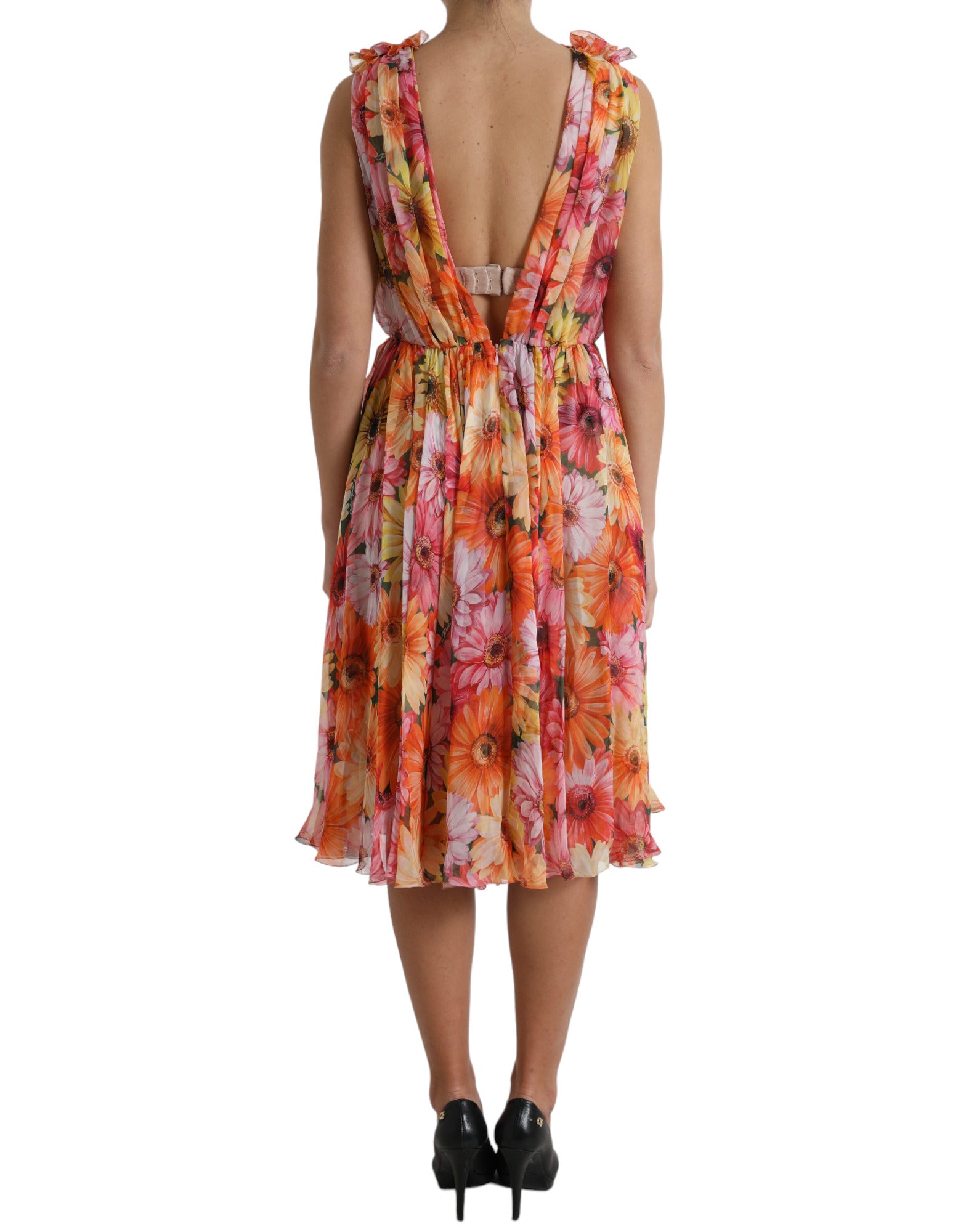 Rochie midi elegantă din mătase florală cu decolteu în V Dolce & Gabbana