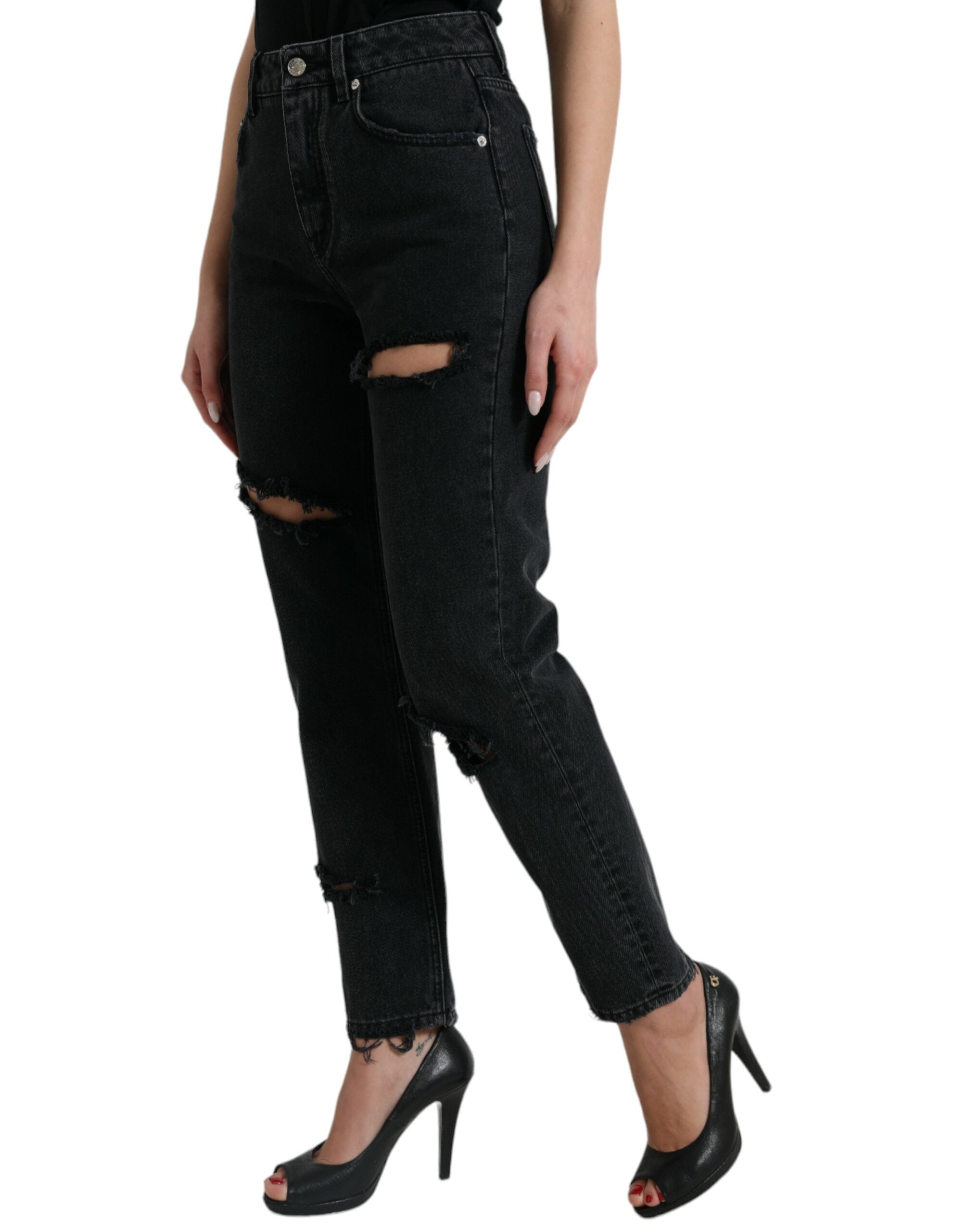 Dolce & Gabbana Elegante High-Waist-Stretch-Jeans in Schwarz