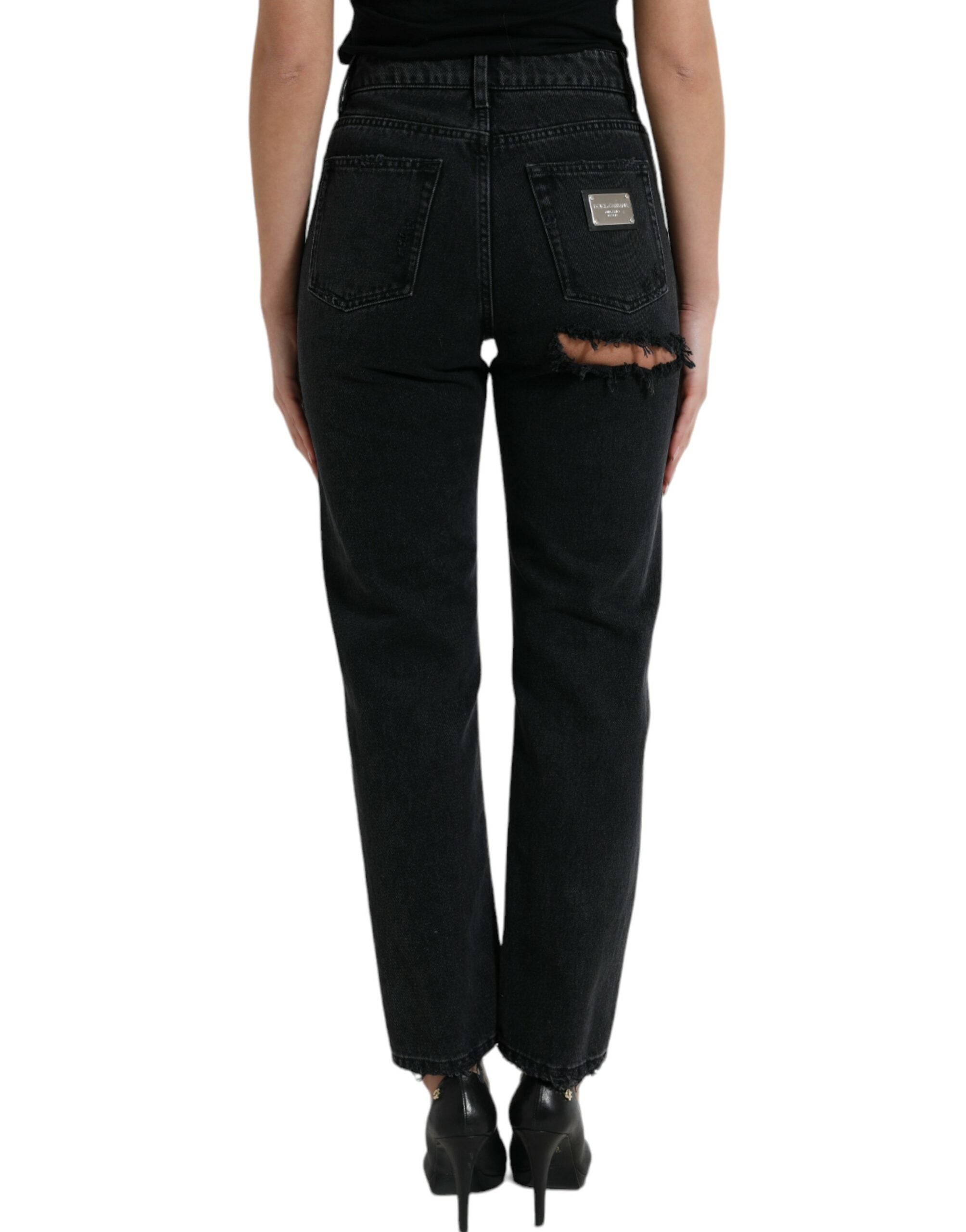 Dolce & Gabbana Elegante High-Waist-Stretch-Jeans in Schwarz