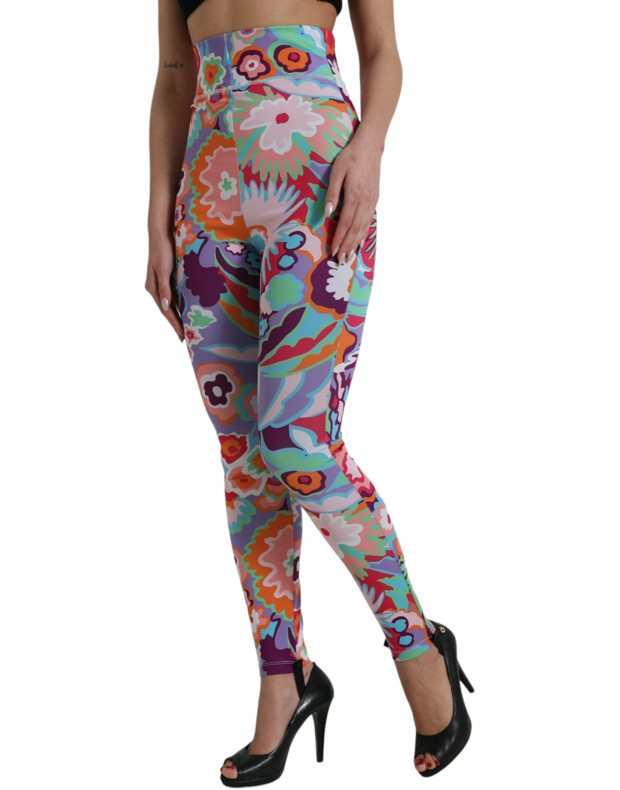 Dolce & Gabbana Bezaubernde Leggings mit Blumendruck und hoher Taille