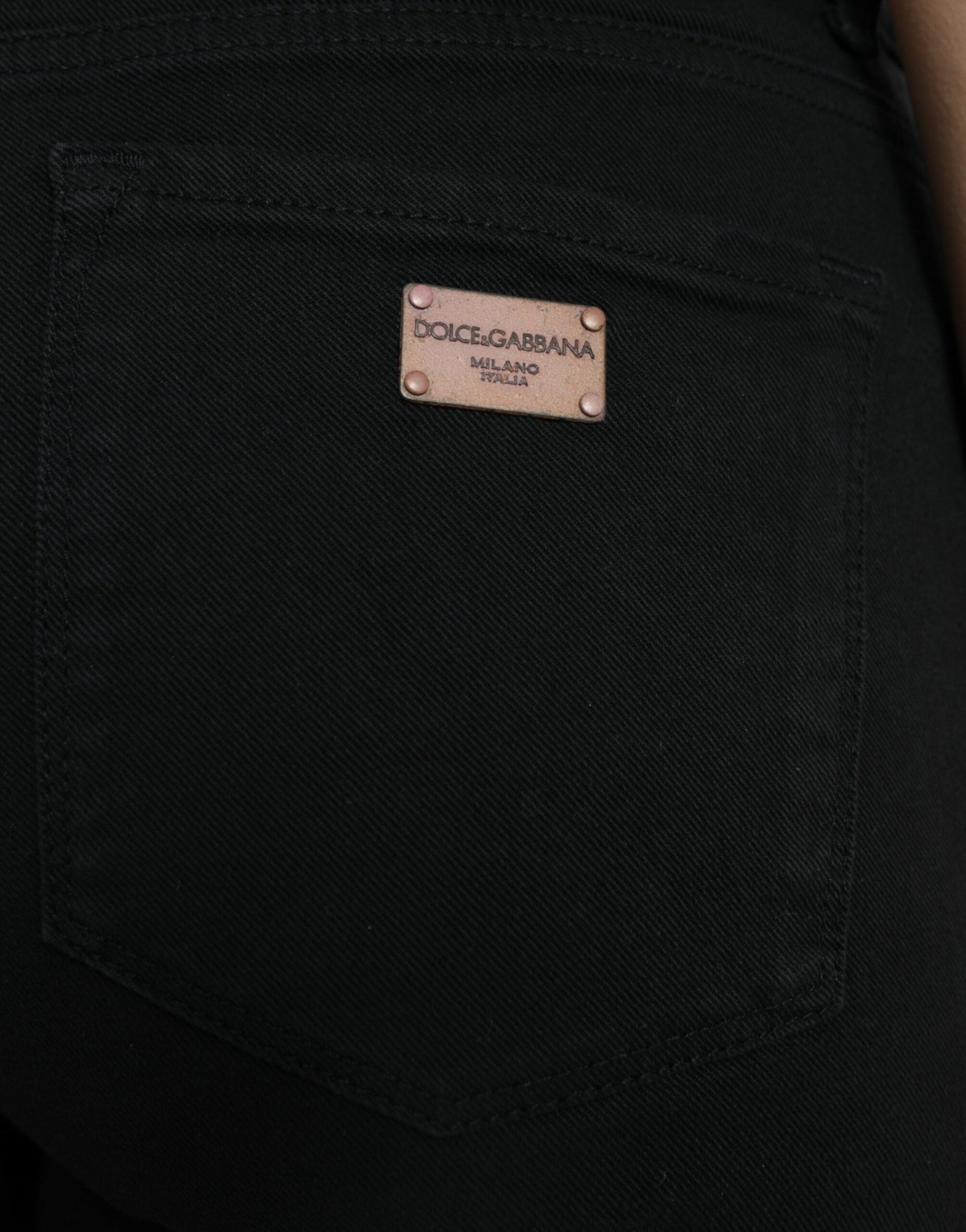 Blugi elastici Dolce & Gabbana Chic negri cu talie medie