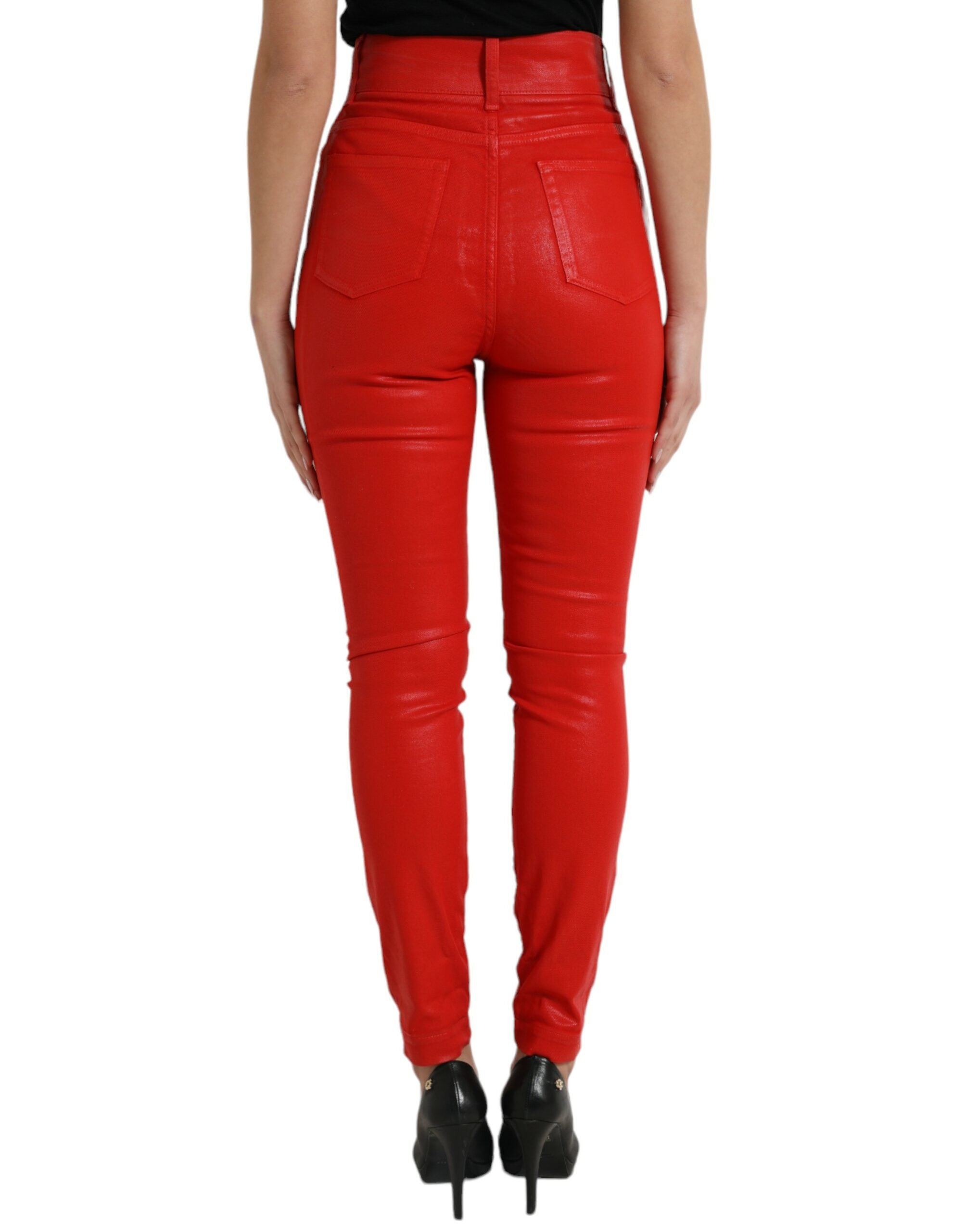 Dolce & Gabbana Eleganter High-Waist-Stretch-Denim in Rot
