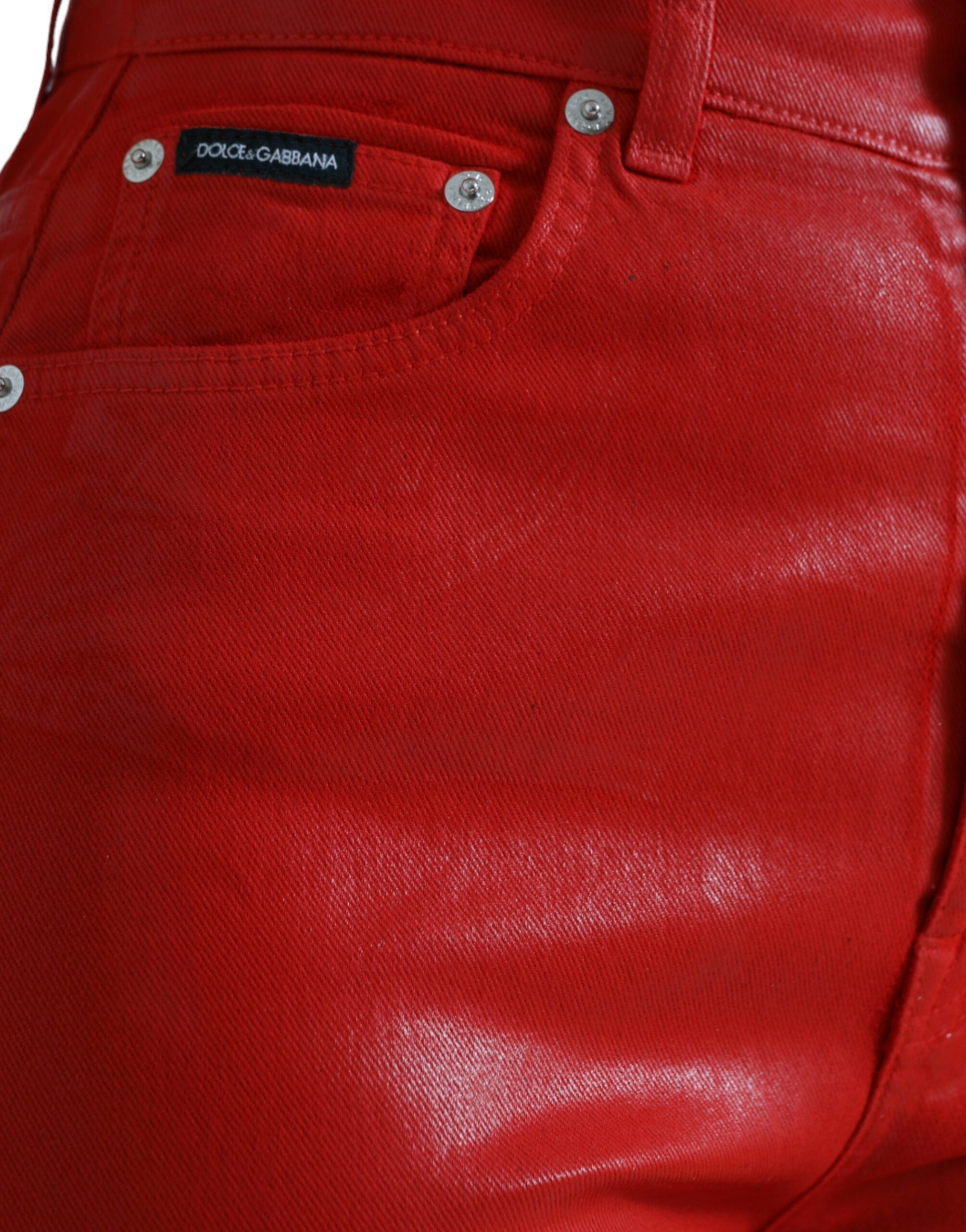 Dolce & Gabbana Eleganter High-Waist-Stretch-Denim in Rot