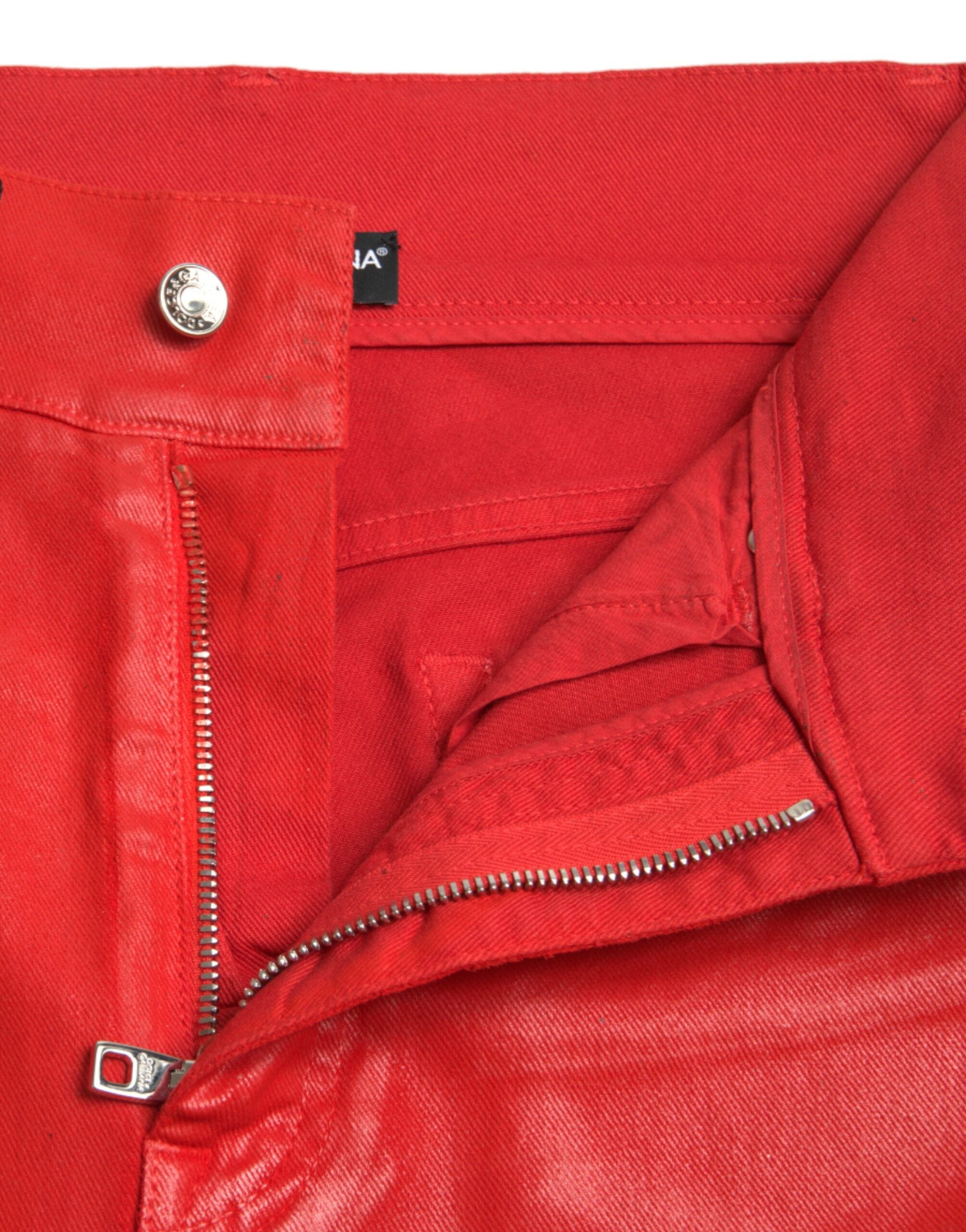 Dolce & Gabbana Eleganter High-Waist-Stretch-Denim in Rot