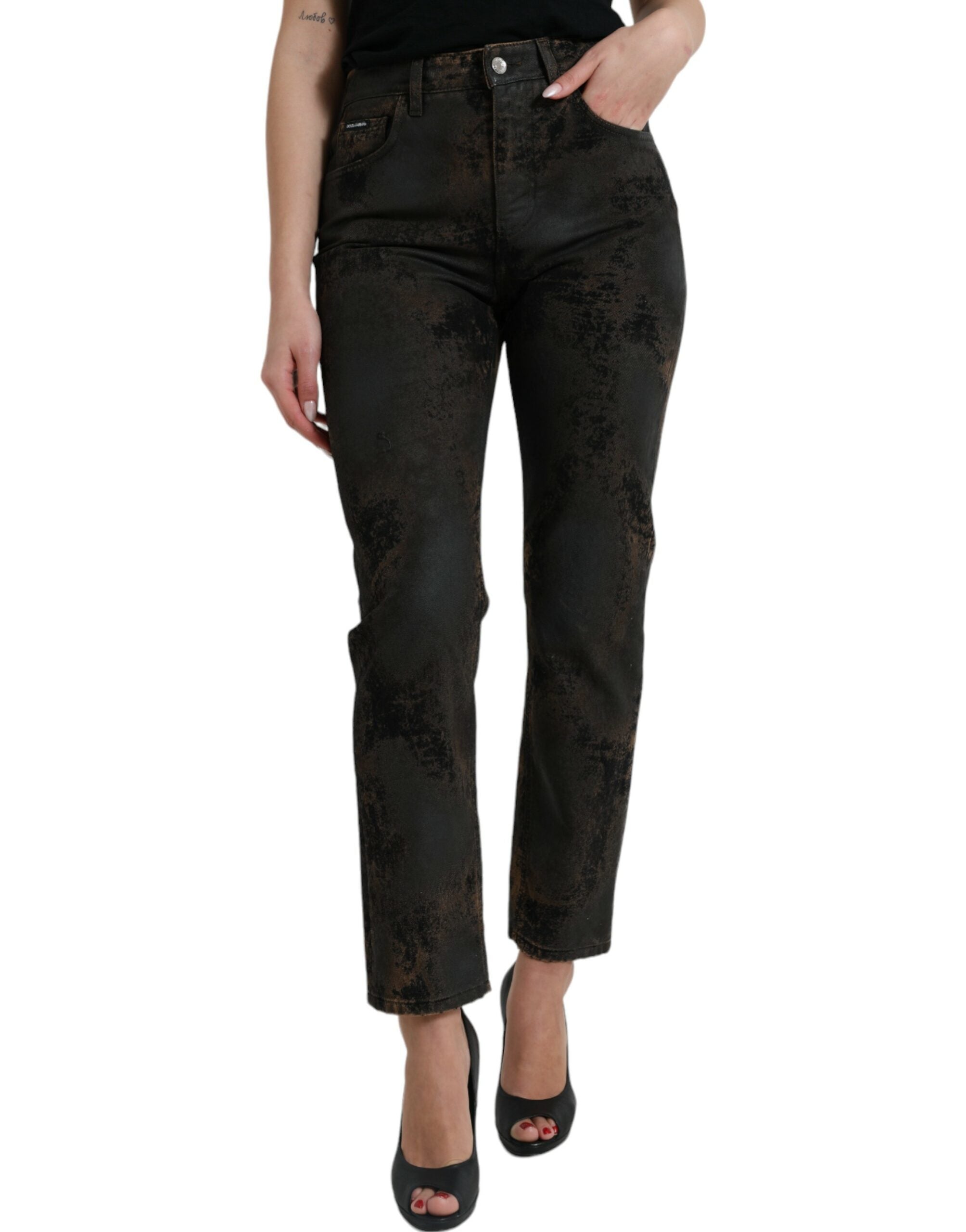 Blugi elastici Dolce & Gabbana Chic Boyfriend cu talie medie