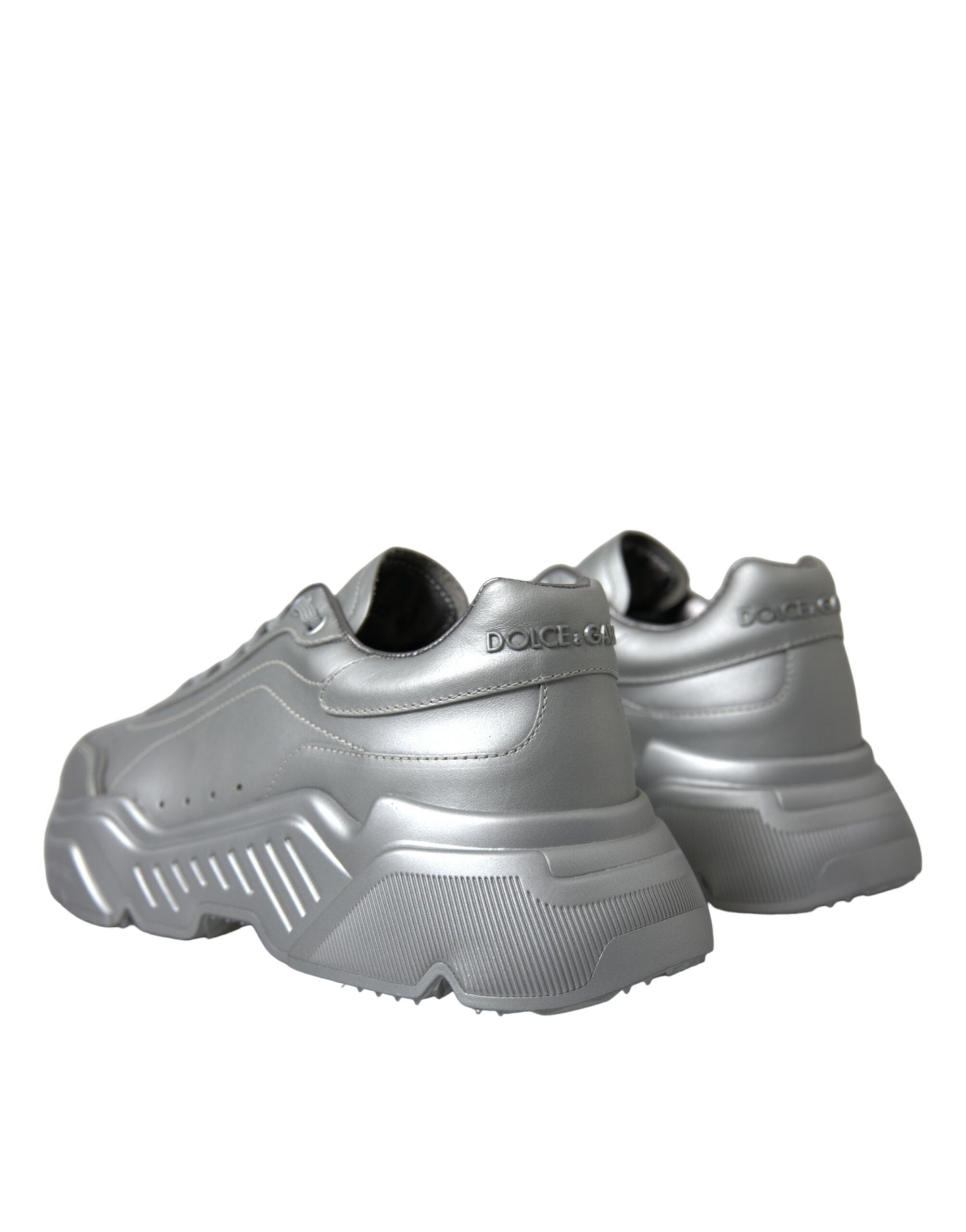 Dolce & Gabbana Elegante silberne Sneakers aus Kalbsleder