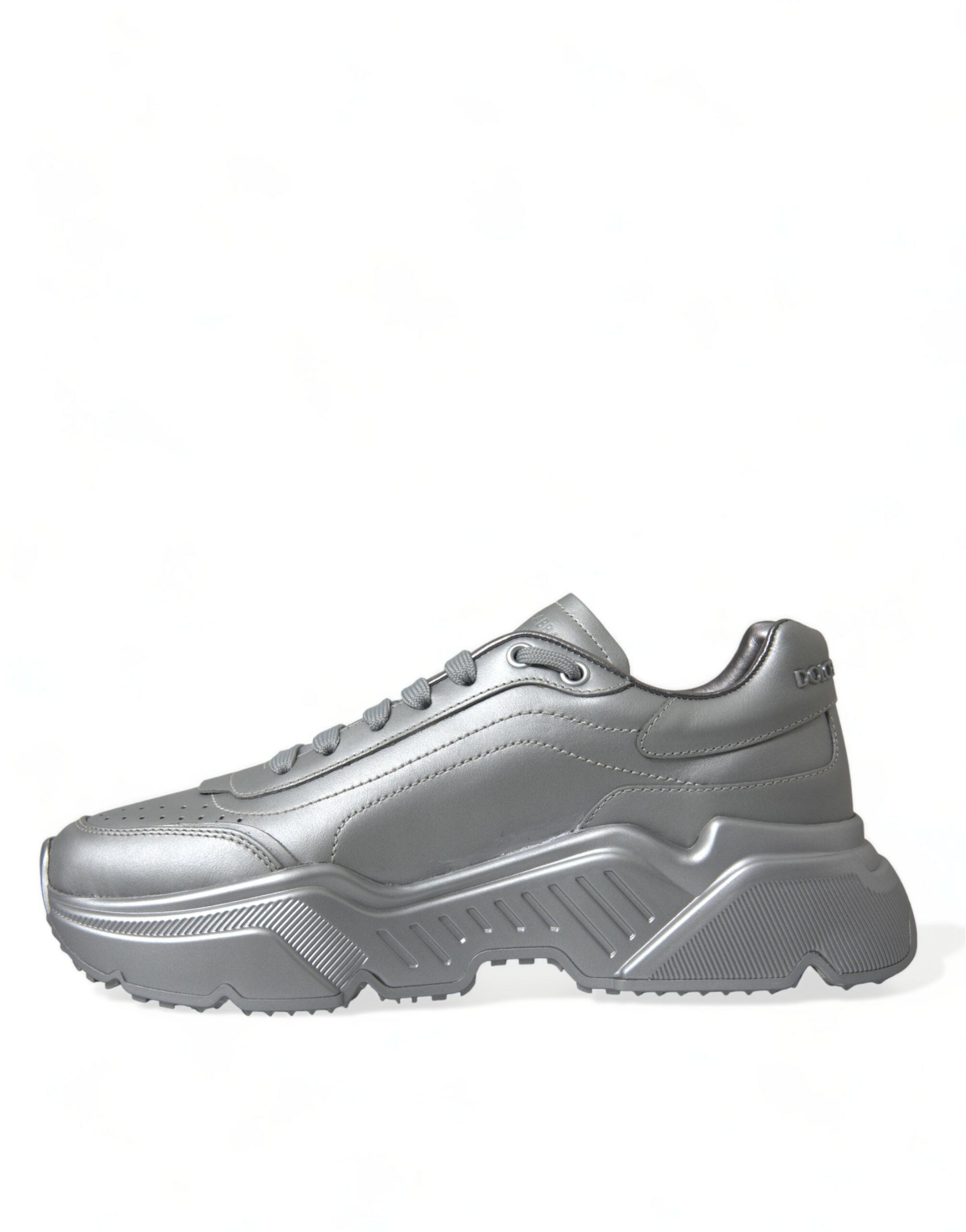Dolce & Gabbana Elegante silberne Sneakers aus Kalbsleder