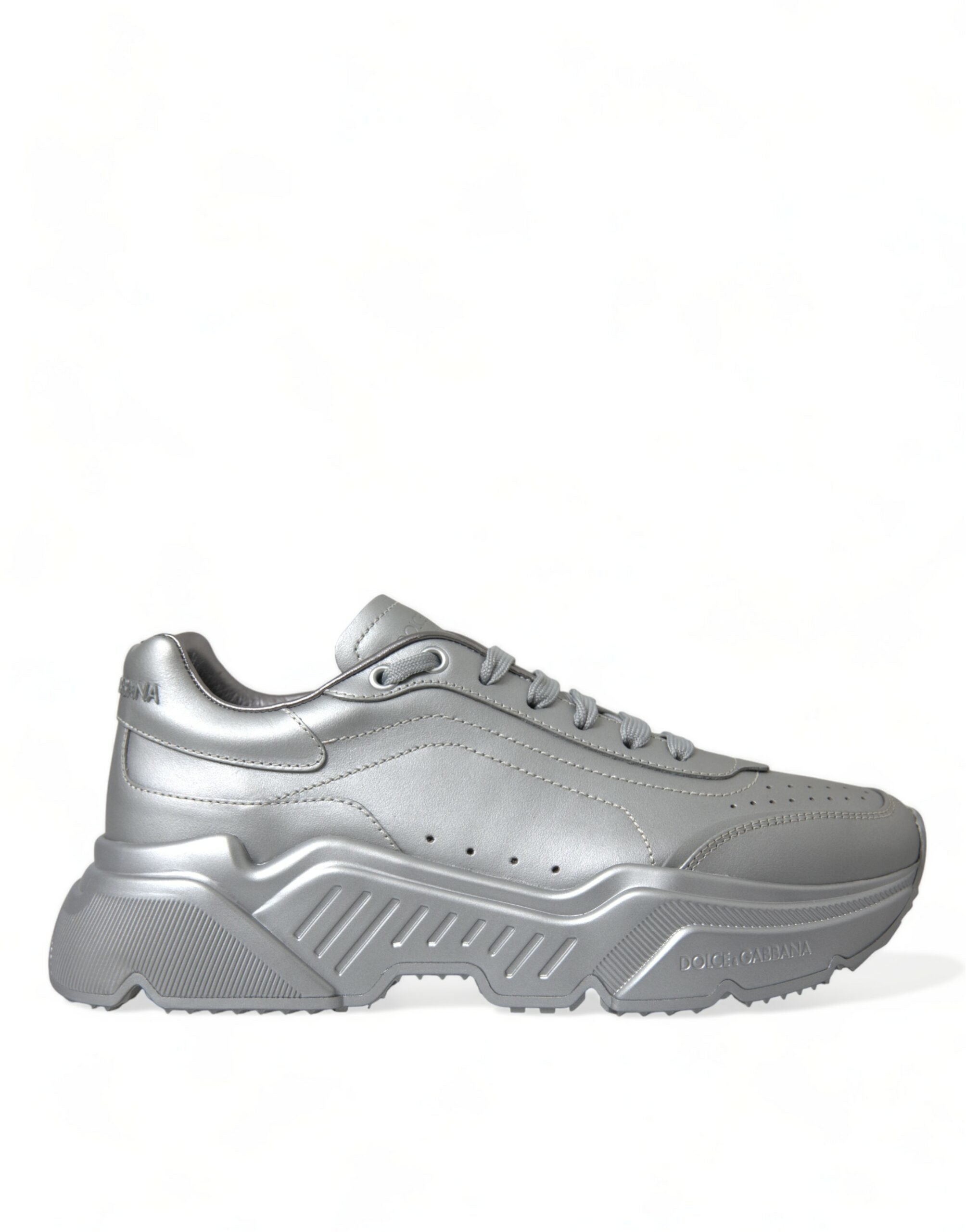 Dolce & Gabbana Elegante silberne Sneakers aus Kalbsleder