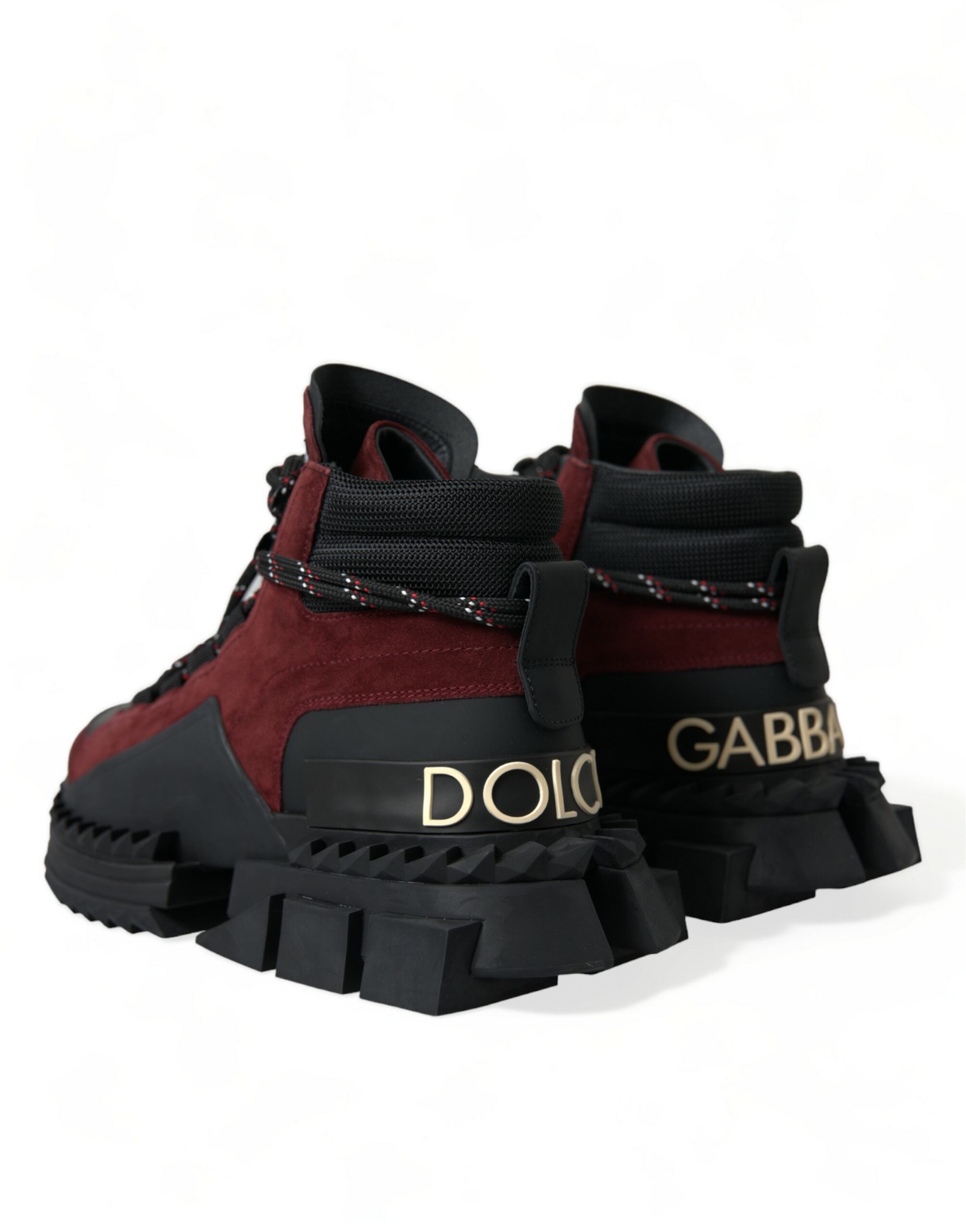 Dolce & Gabbana – Burgunderrote High-Top-Sneakers aus Leder