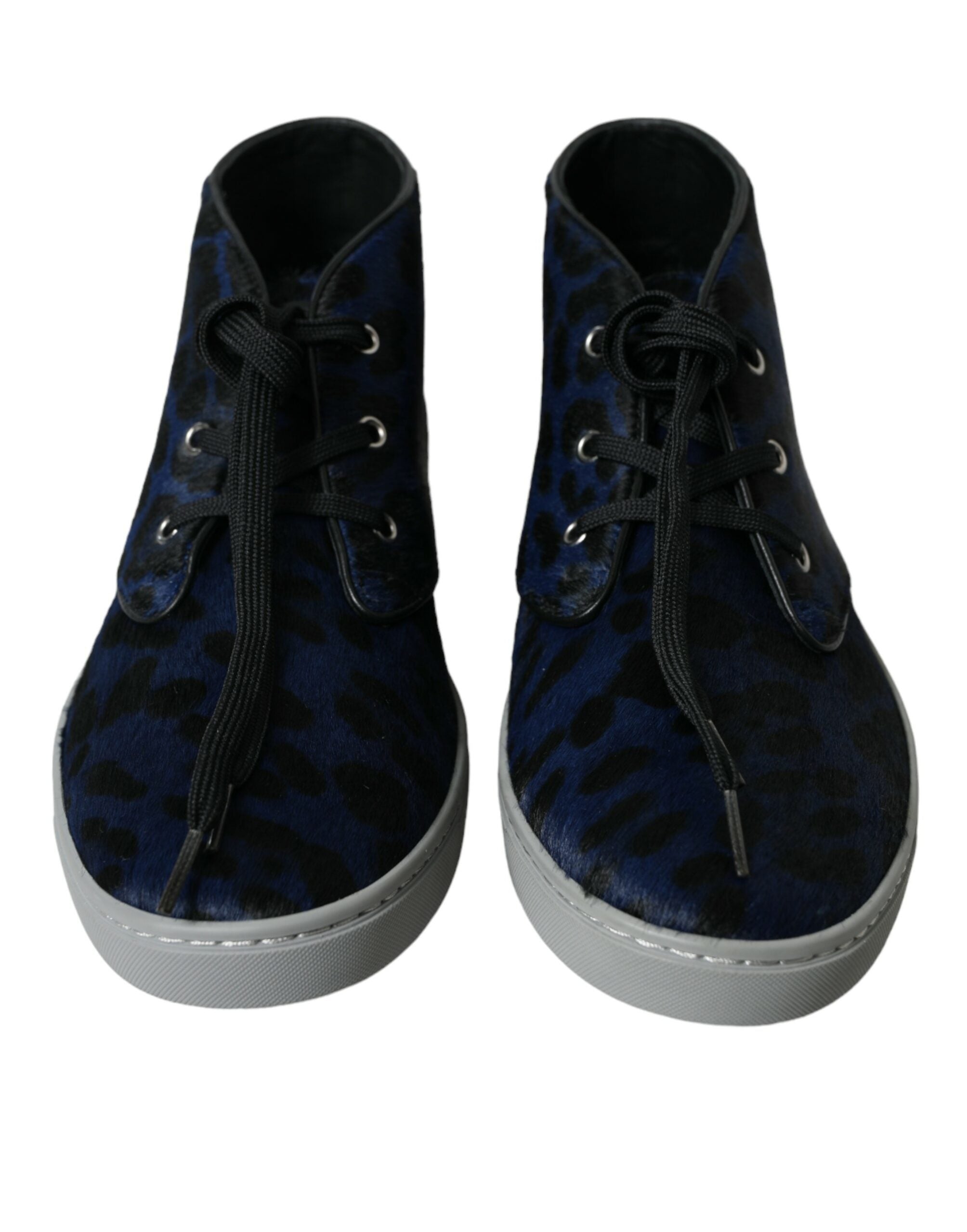 Dolce & Gabbana – Schicke Mid-Top-Sneakers mit blauem Leopardenmuster
