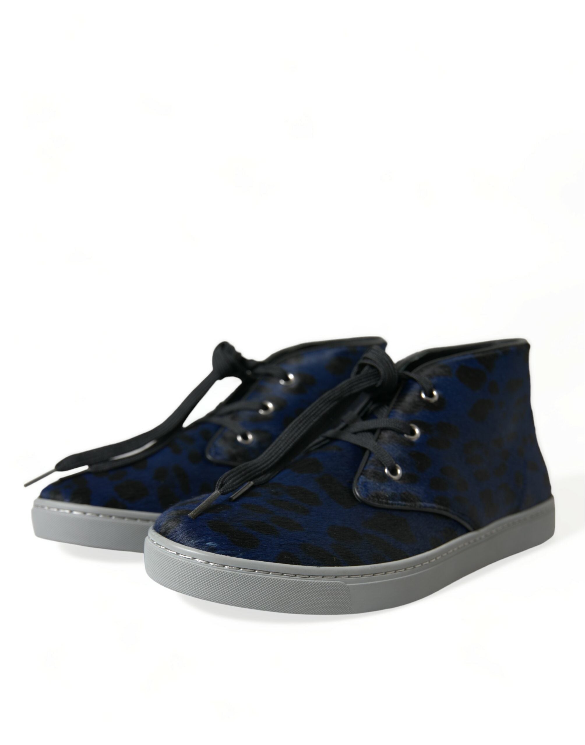 Dolce & Gabbana – Schicke Mid-Top-Sneakers mit blauem Leopardenmuster