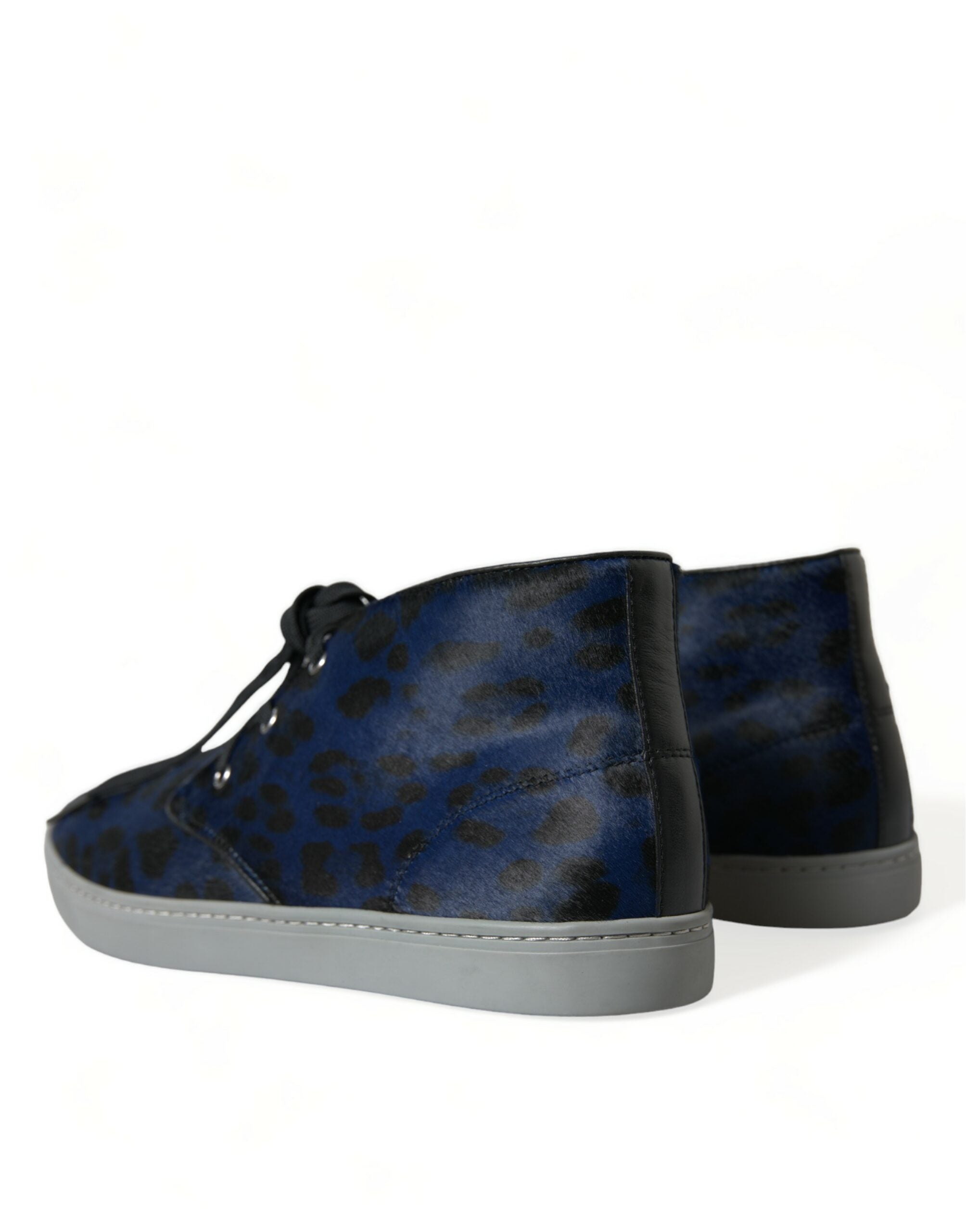 Dolce & Gabbana – Schicke Mid-Top-Sneakers mit blauem Leopardenmuster