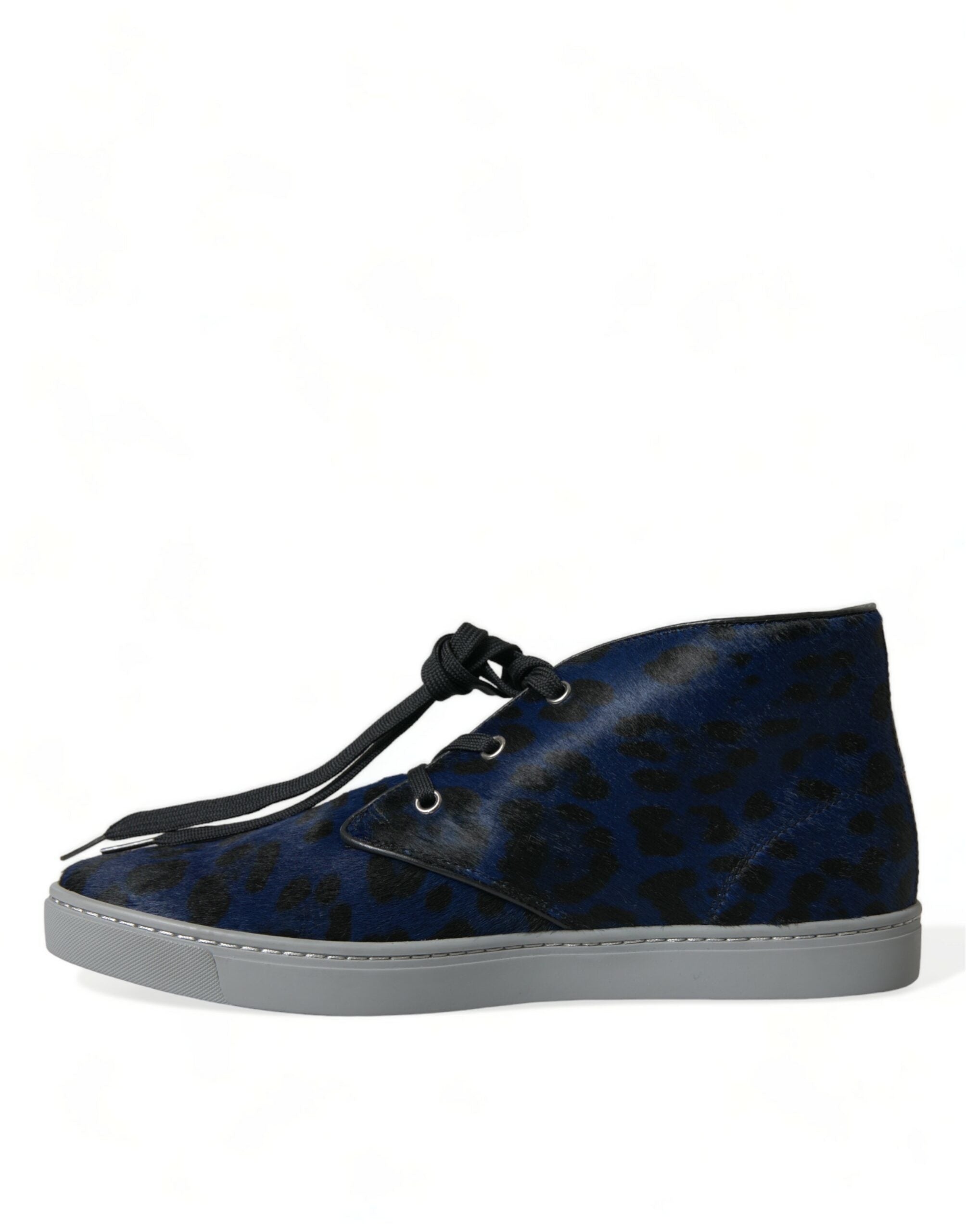 Dolce & Gabbana – Schicke Mid-Top-Sneakers mit blauem Leopardenmuster