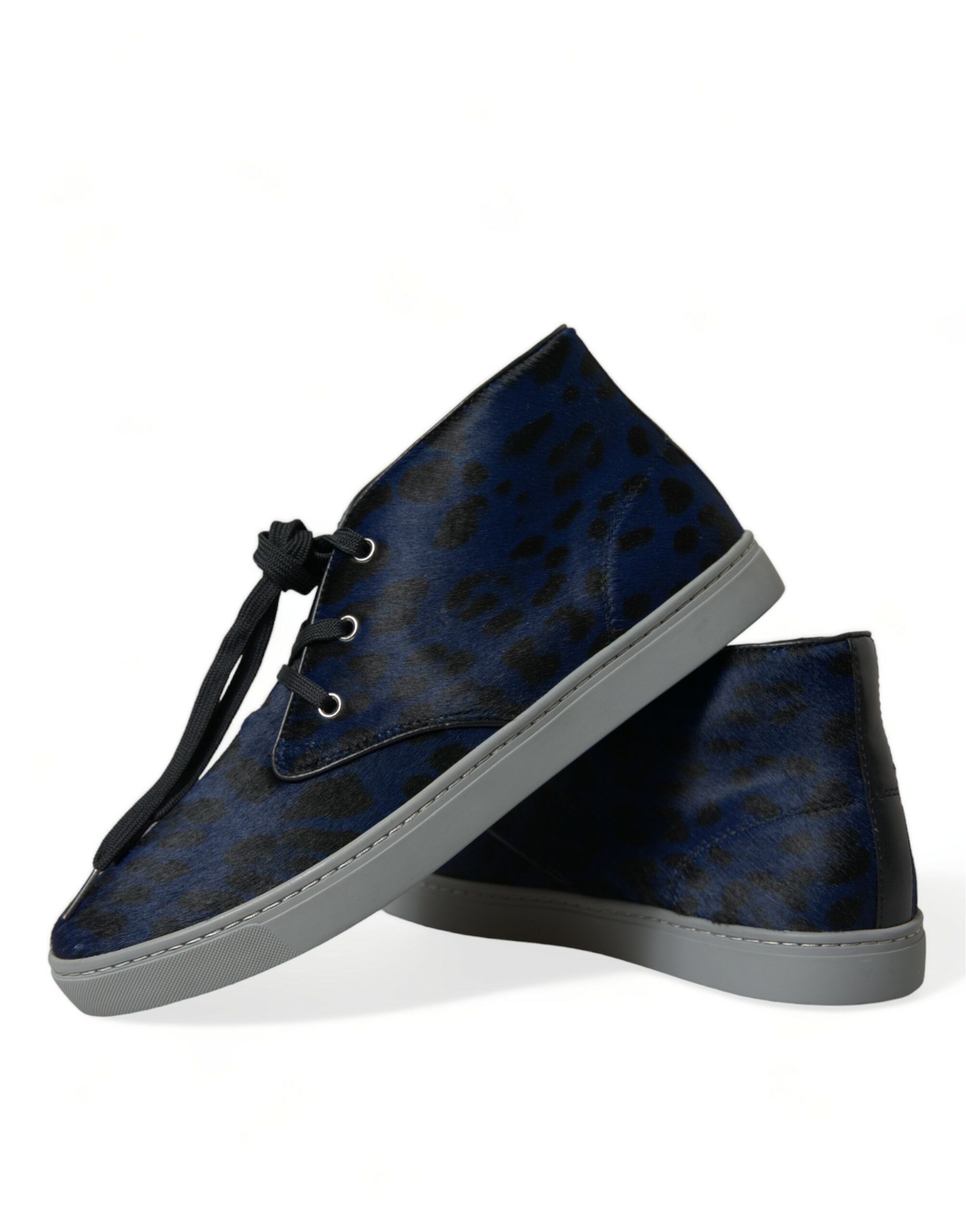 Dolce & Gabbana – Schicke Mid-Top-Sneakers mit blauem Leopardenmuster