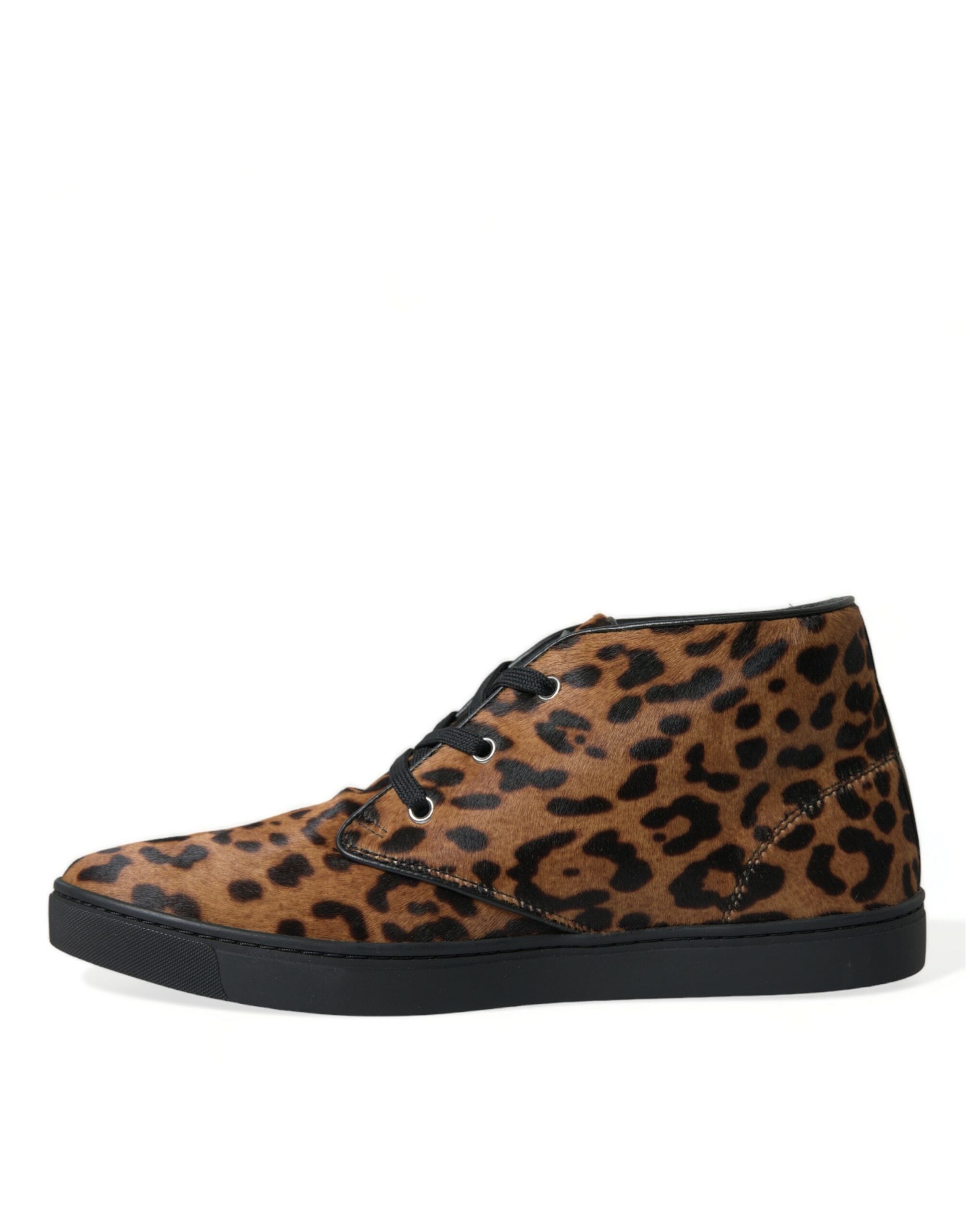 Dolce & Gabbana Elegante Mid-Top-Sneaker mit Leopardenmuster