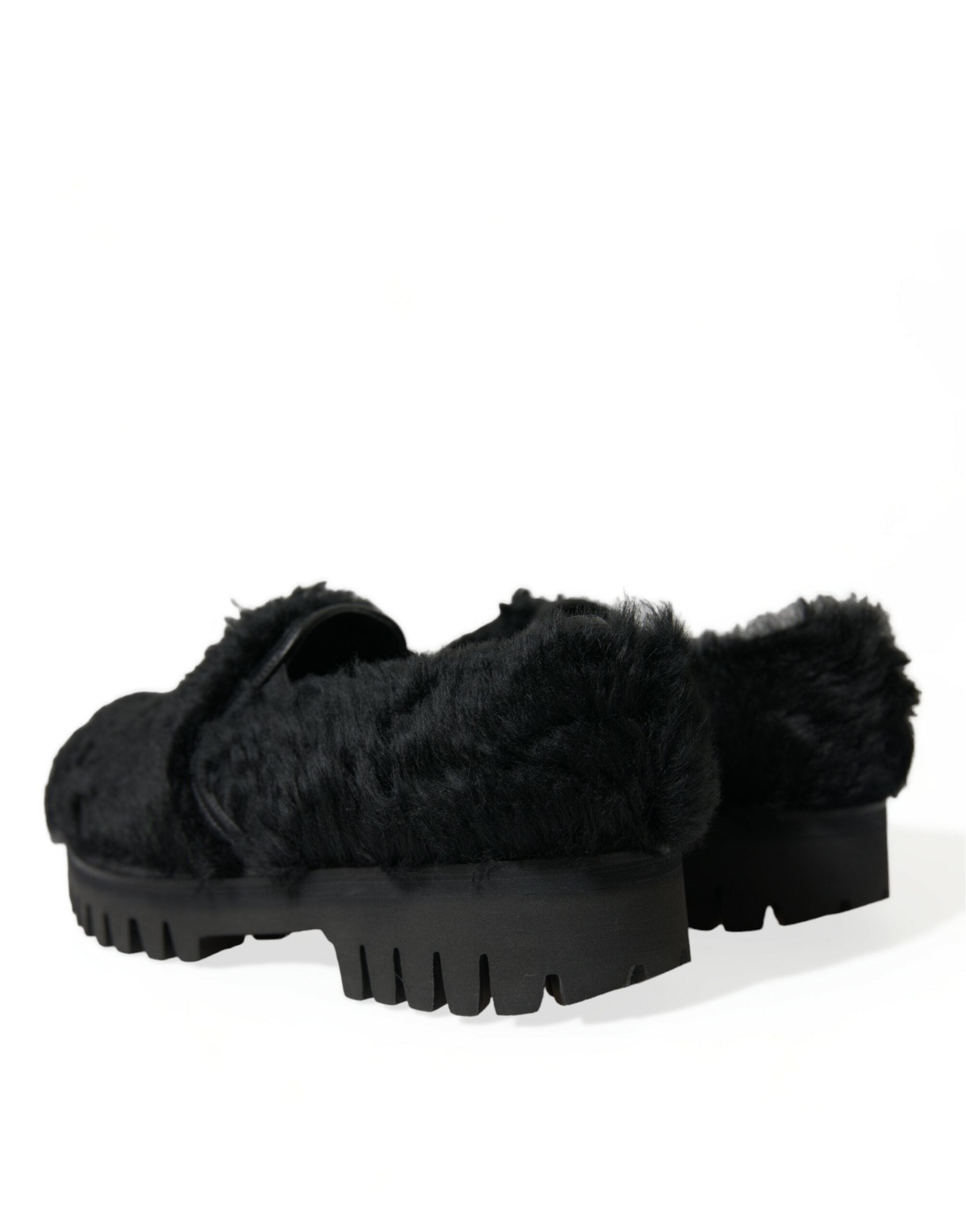 Dolce & Gabbana Elegante Slipper aus schwarzem Pelz für Herren