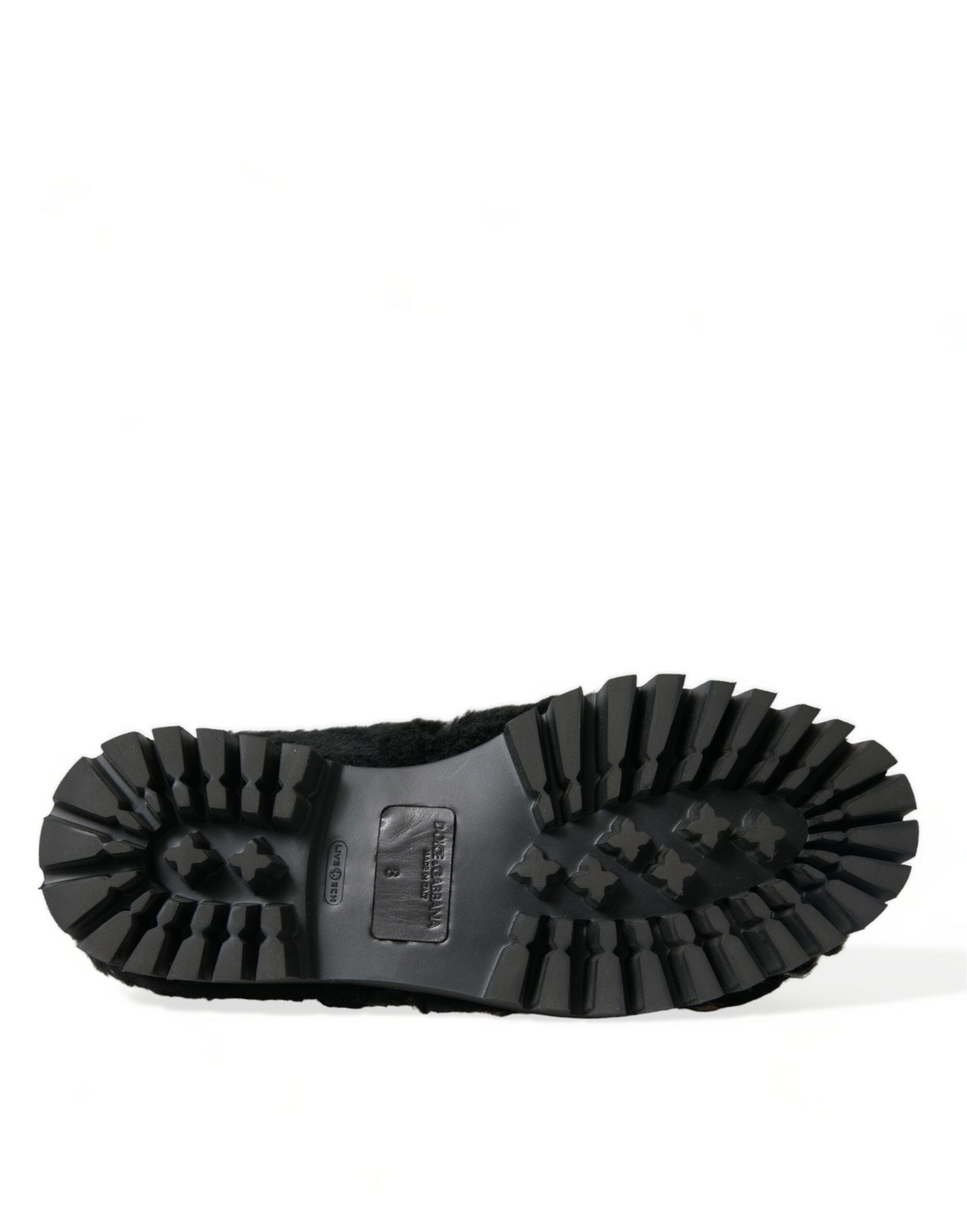Dolce & Gabbana Elegante Slipper aus schwarzem Pelz für Herren