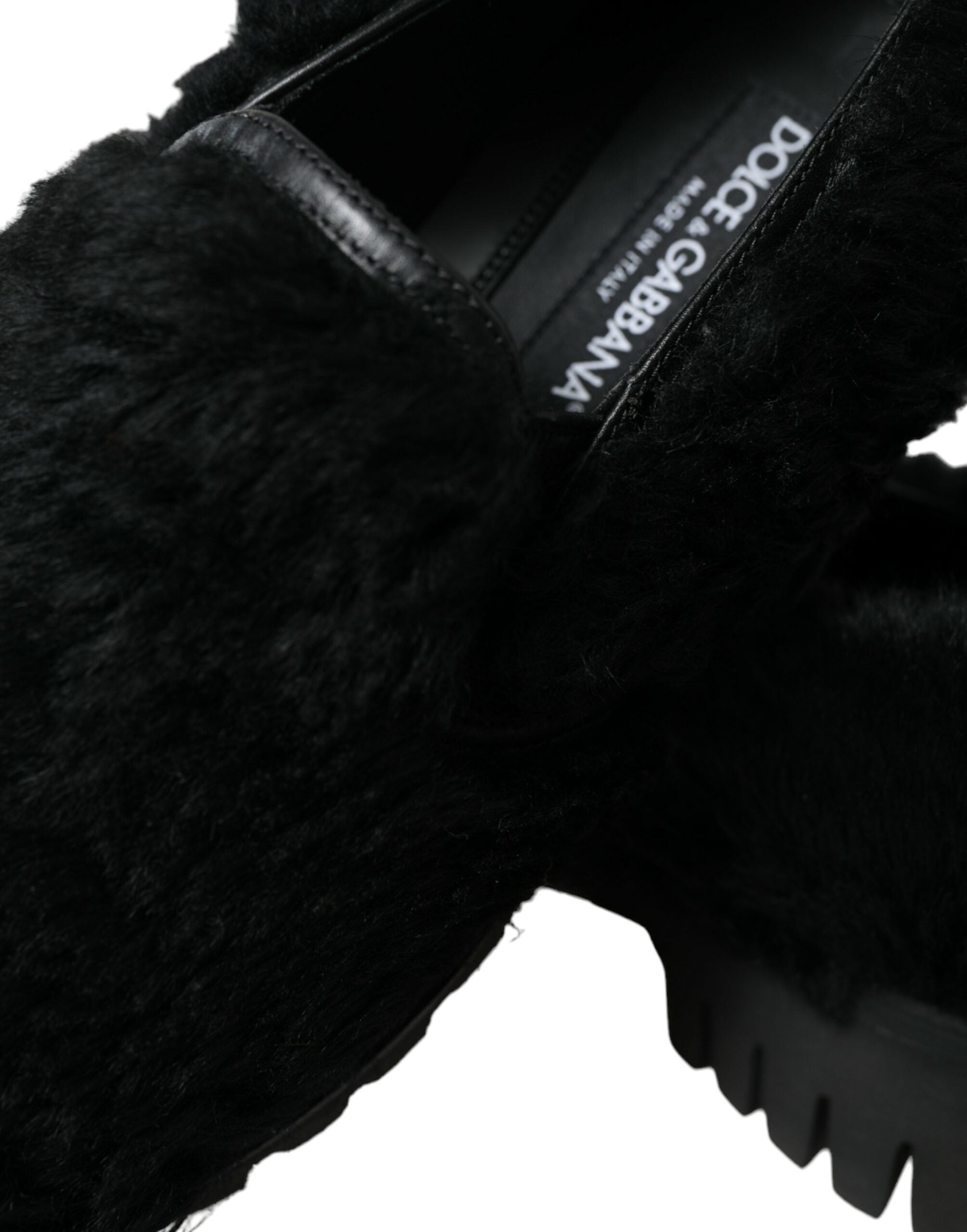 Dolce & Gabbana Elegante Slipper aus schwarzem Pelz für Herren