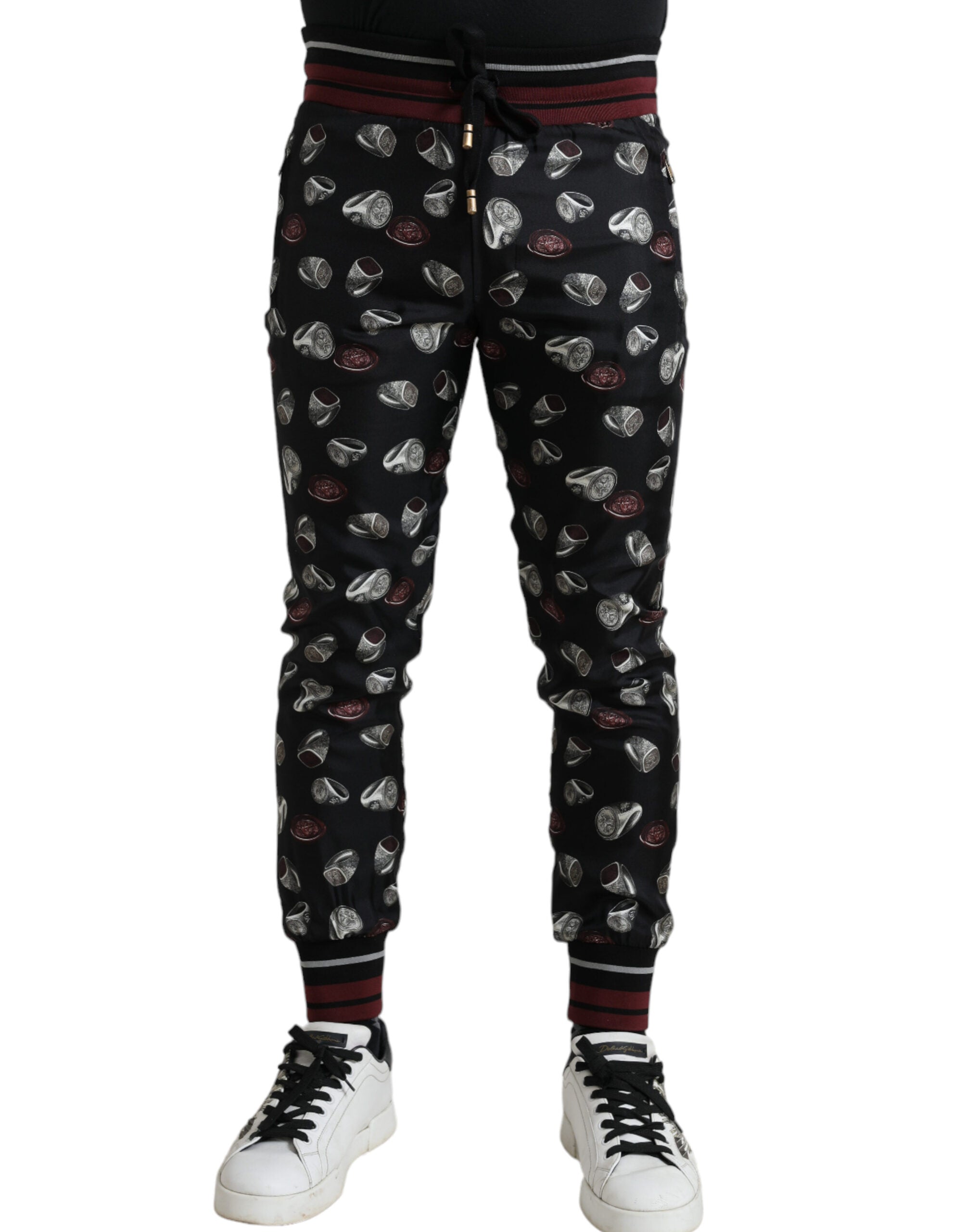 Dolce & Gabbana Edle Jogginghose aus Seide mit Ring-Print