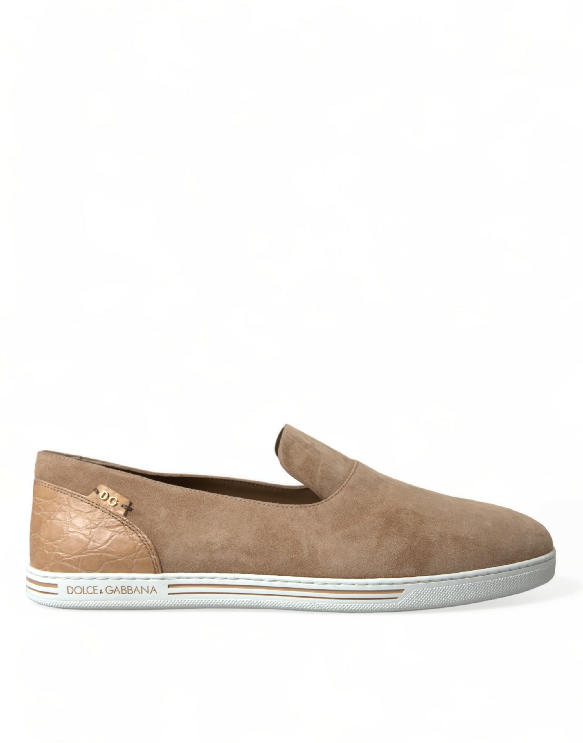Mocasini eleganți din piele bej Dolce & Gabbana