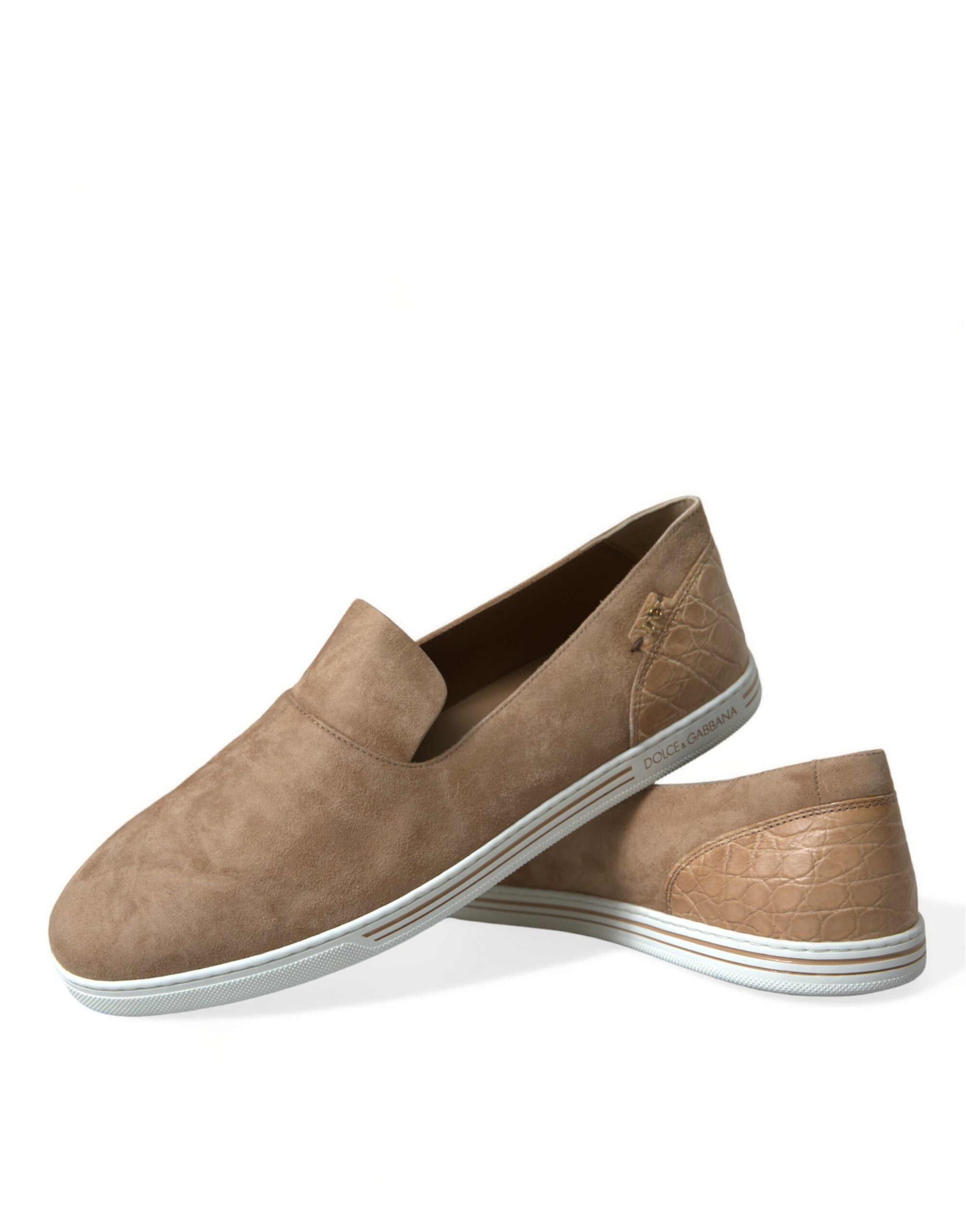 Mocasini eleganți din piele bej Dolce & Gabbana