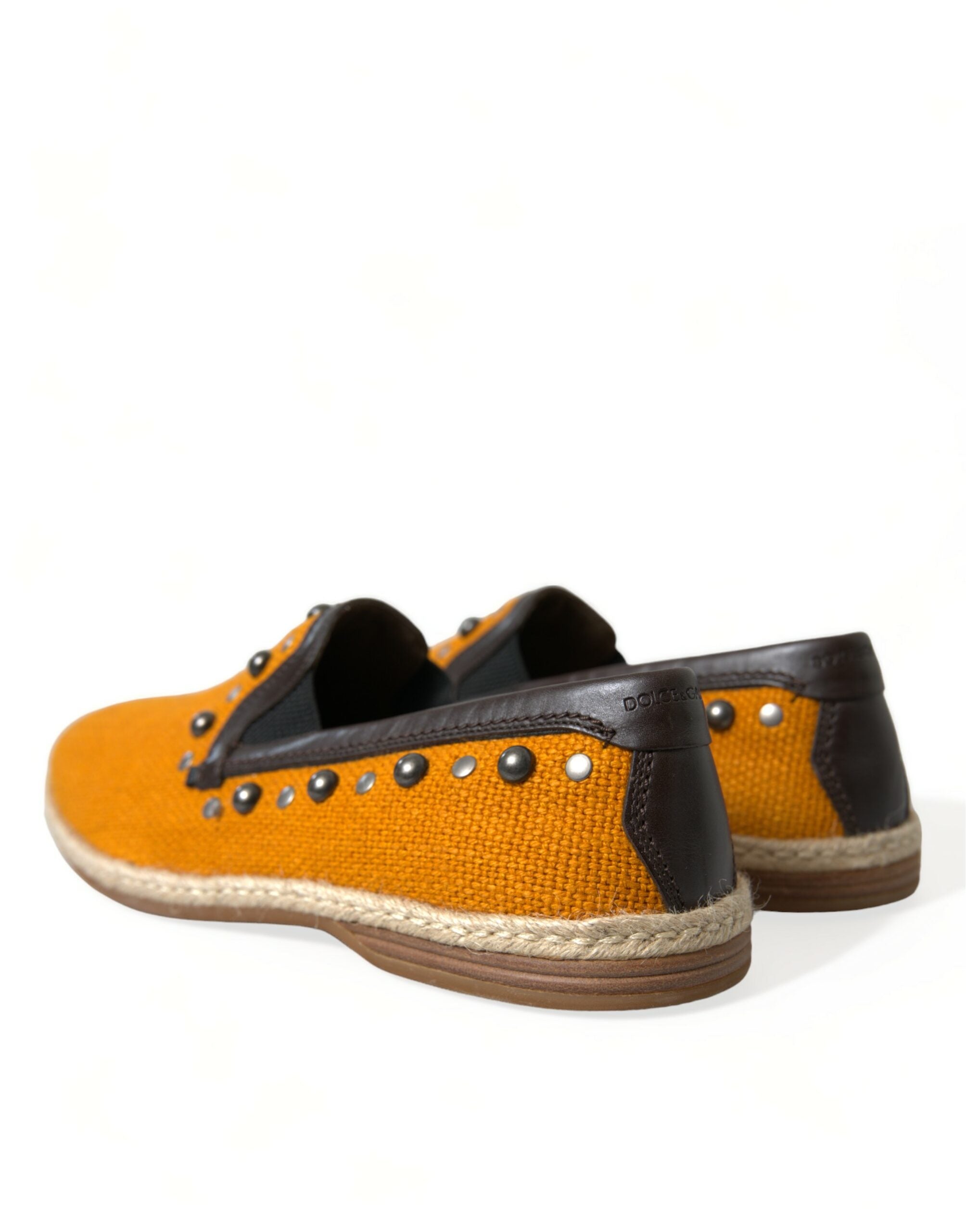 Mocasini Dolce & Gabbana Exclusive portocalii din pânză cu ținte