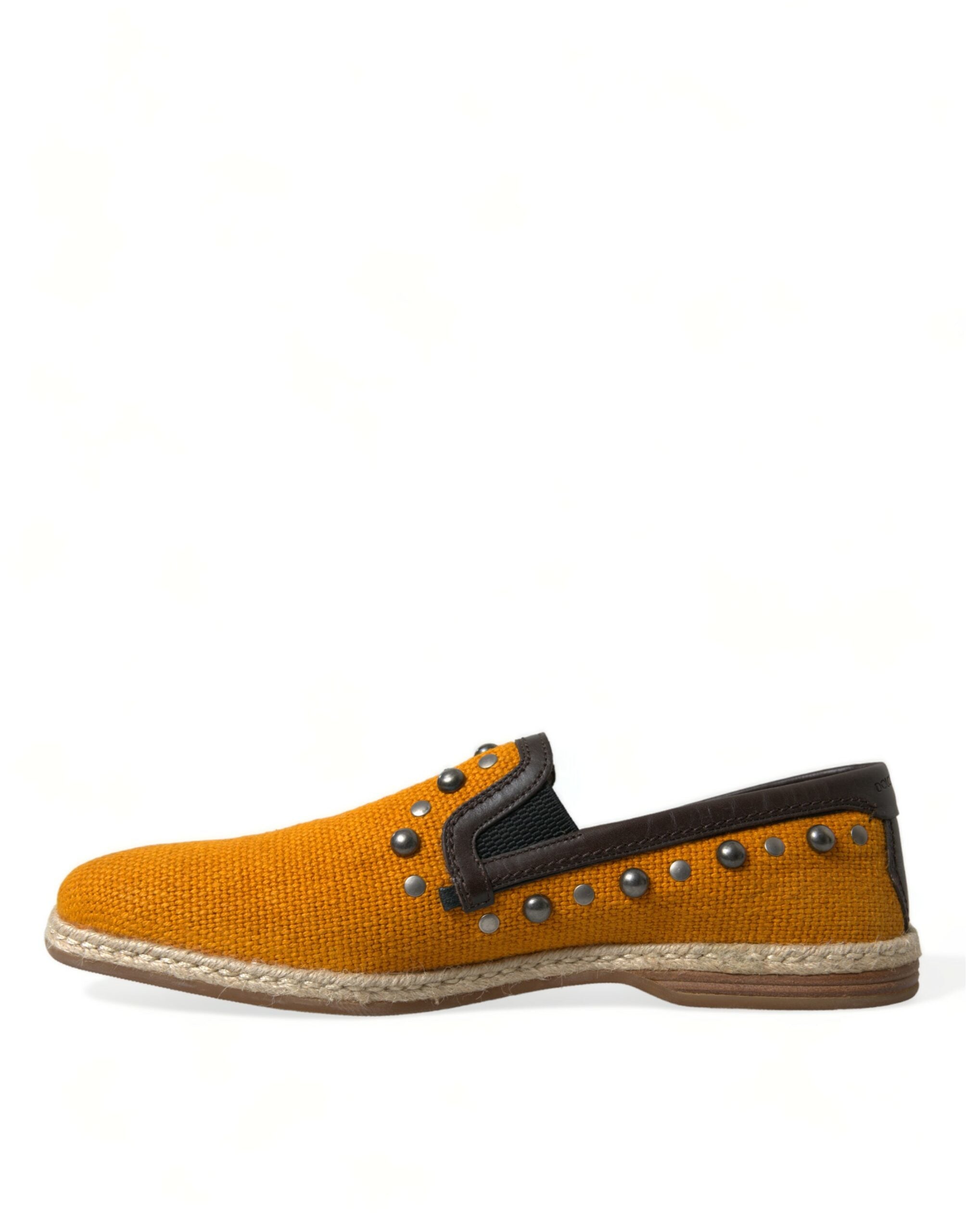 Mocasini Dolce & Gabbana Exclusive portocalii din pânză cu ținte