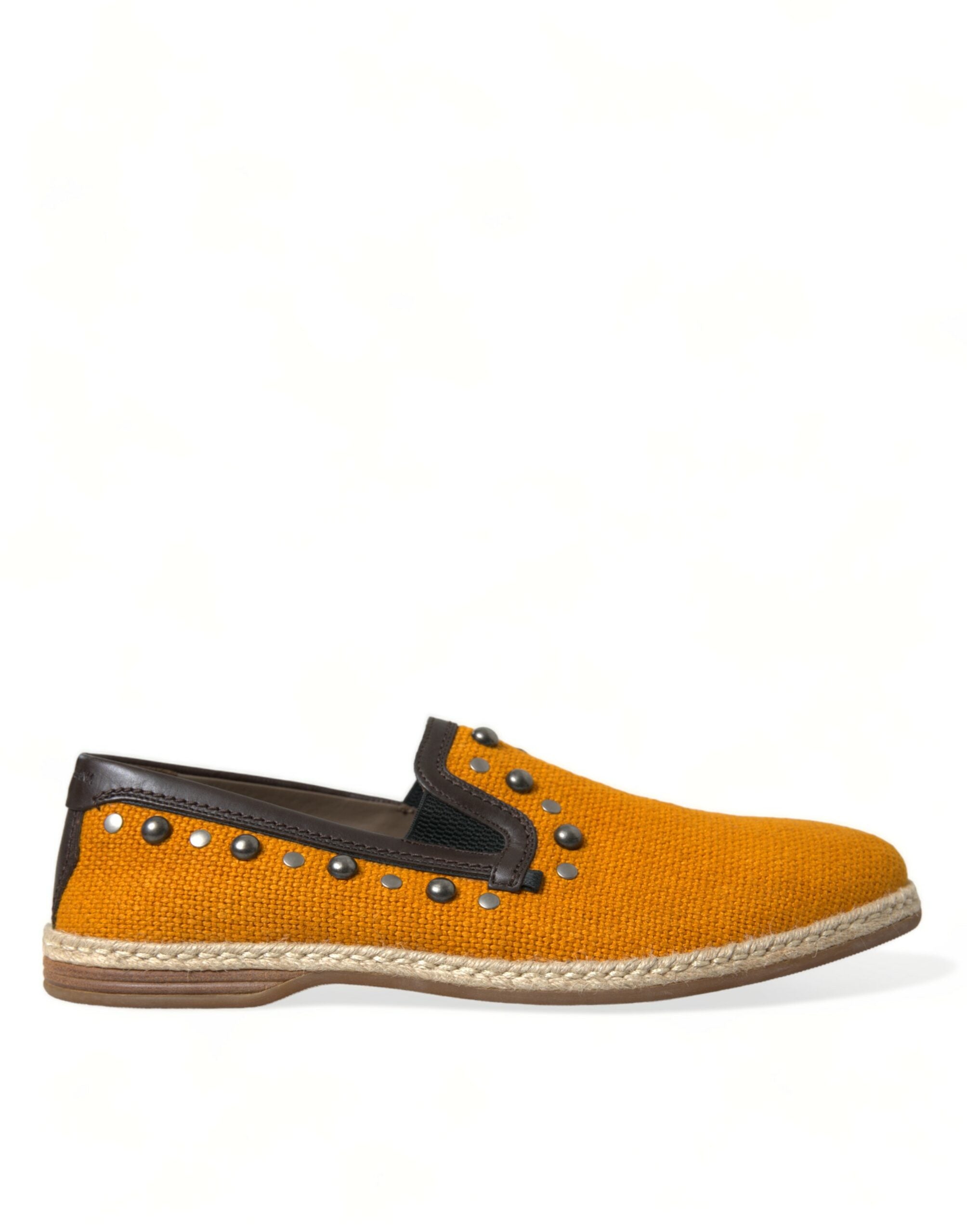 Mocasini Dolce & Gabbana Exclusive portocalii din pânză cu ținte