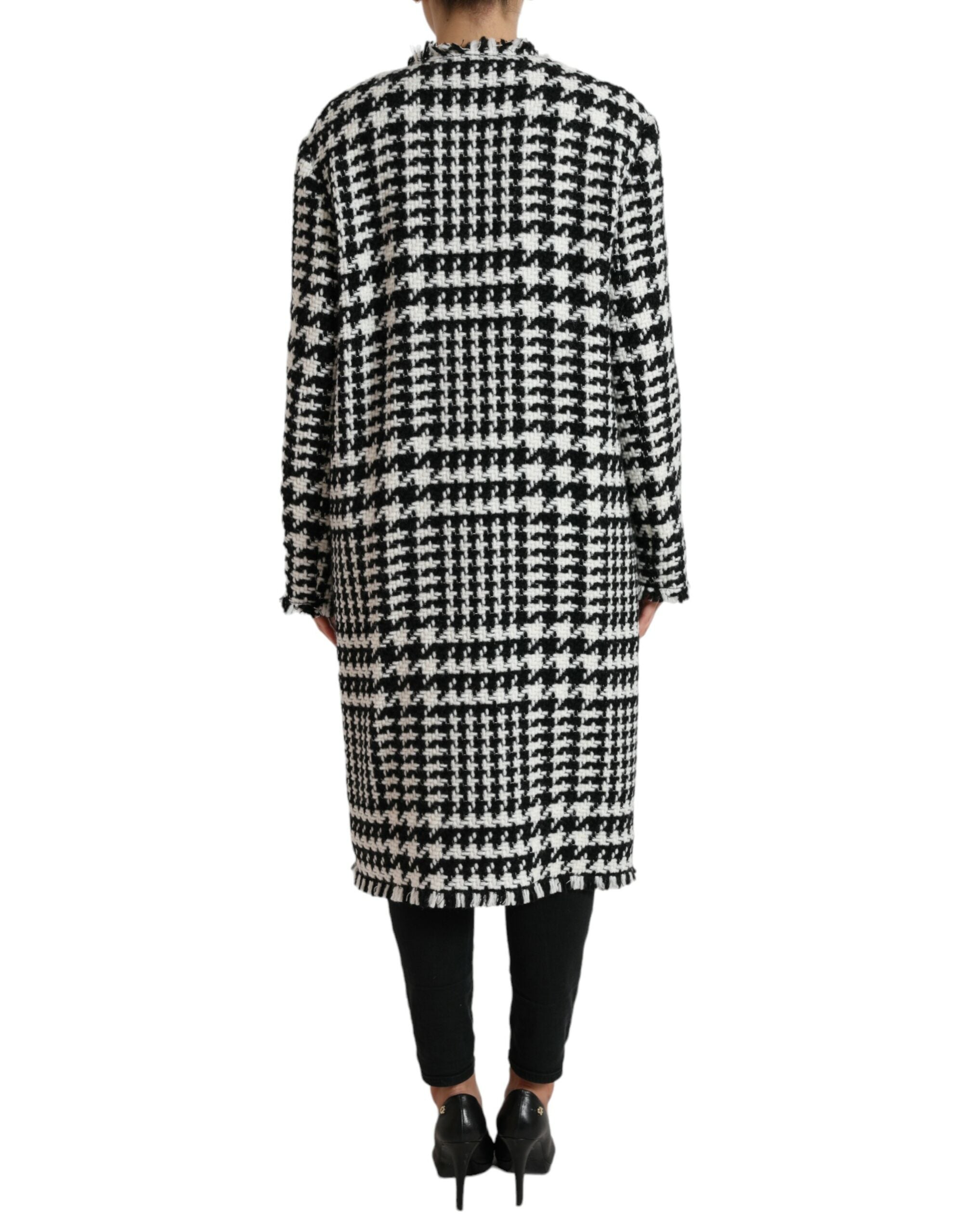 Dolce & Gabbana Eleganter langer Trenchcoat mit Hahnentrittmuster