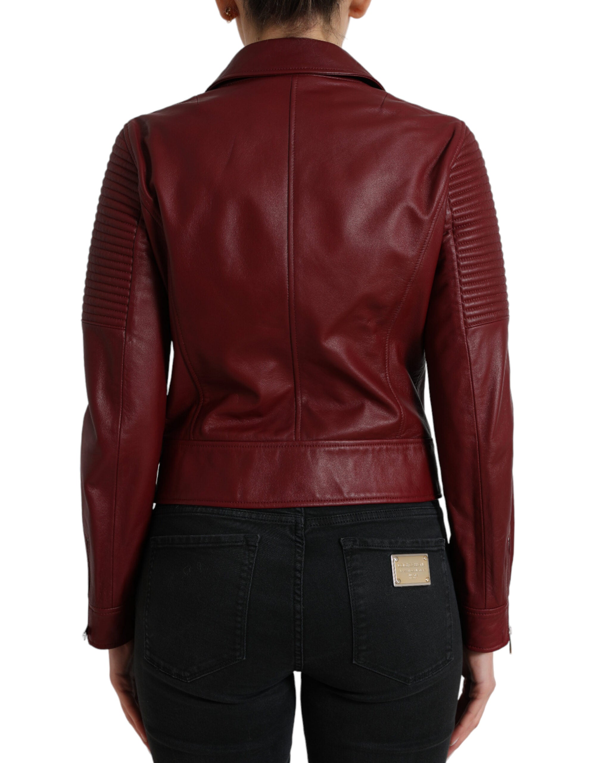 Dolce & Gabbana Bordeaux Biker-Lederjacke