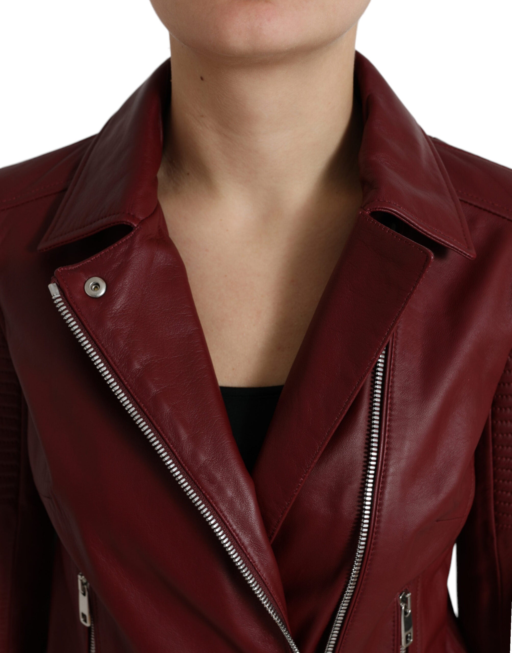 Dolce & Gabbana Bordeaux Biker-Lederjacke