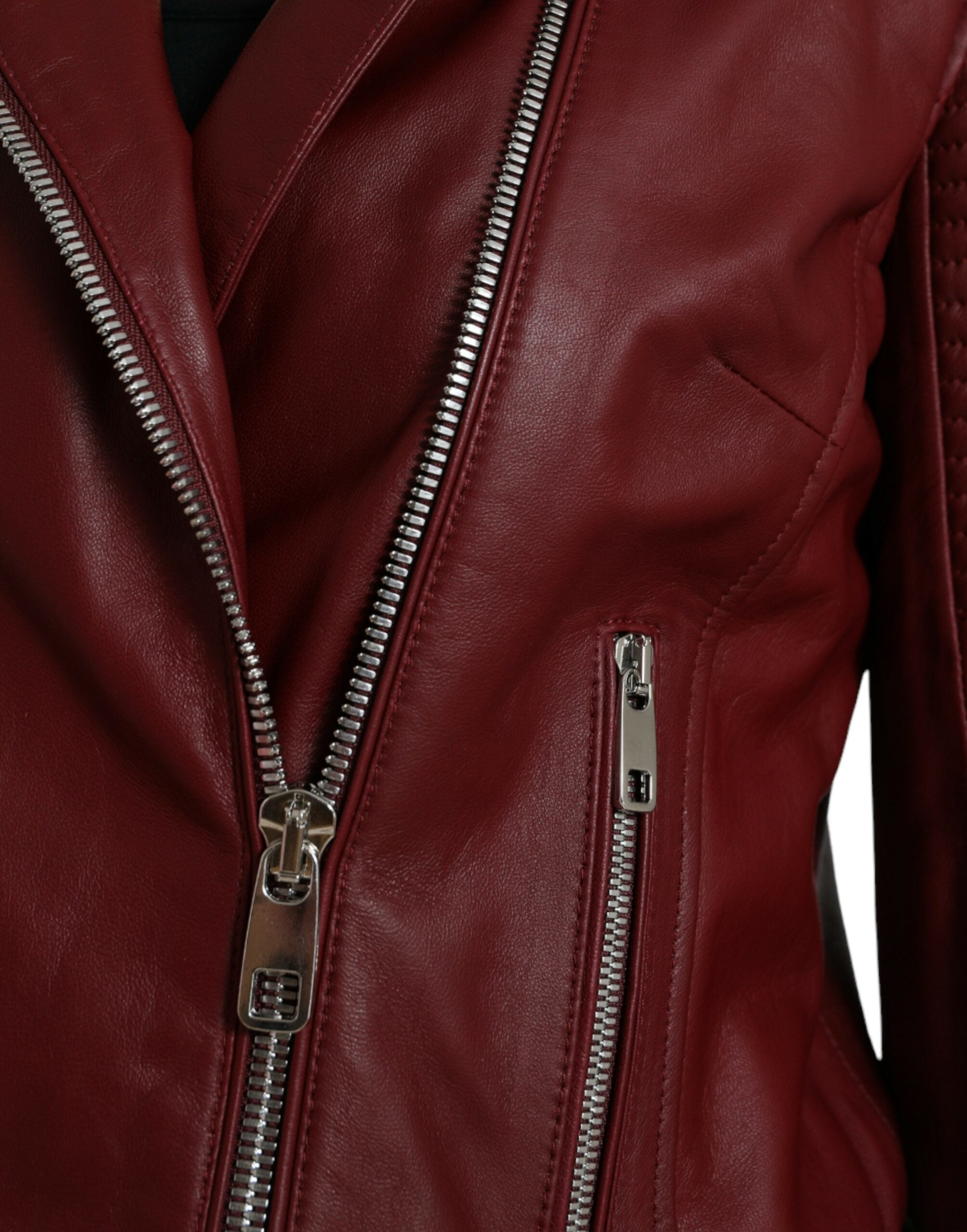 Dolce & Gabbana Bordeaux Biker-Lederjacke