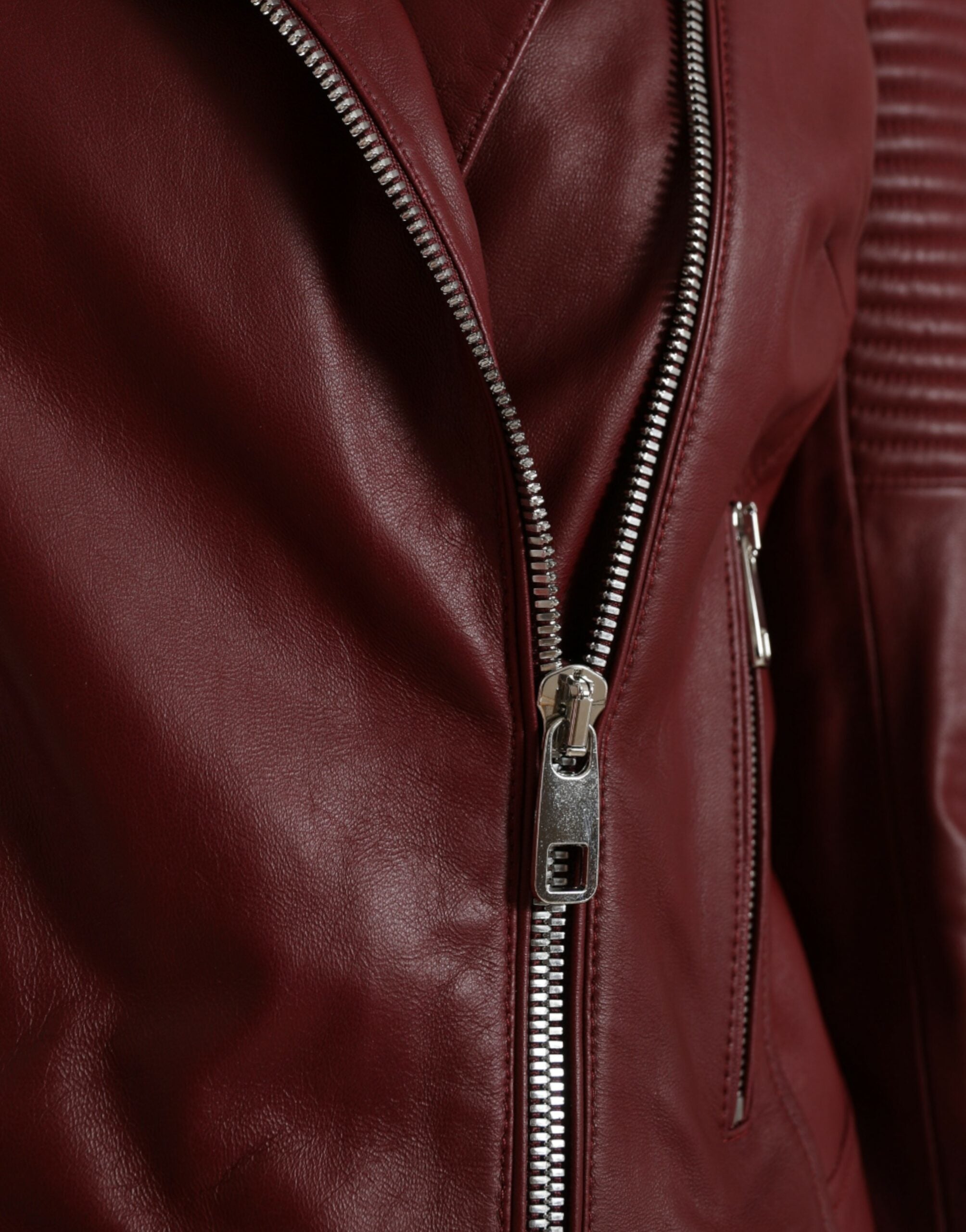 Dolce & Gabbana Bordeaux Biker-Lederjacke