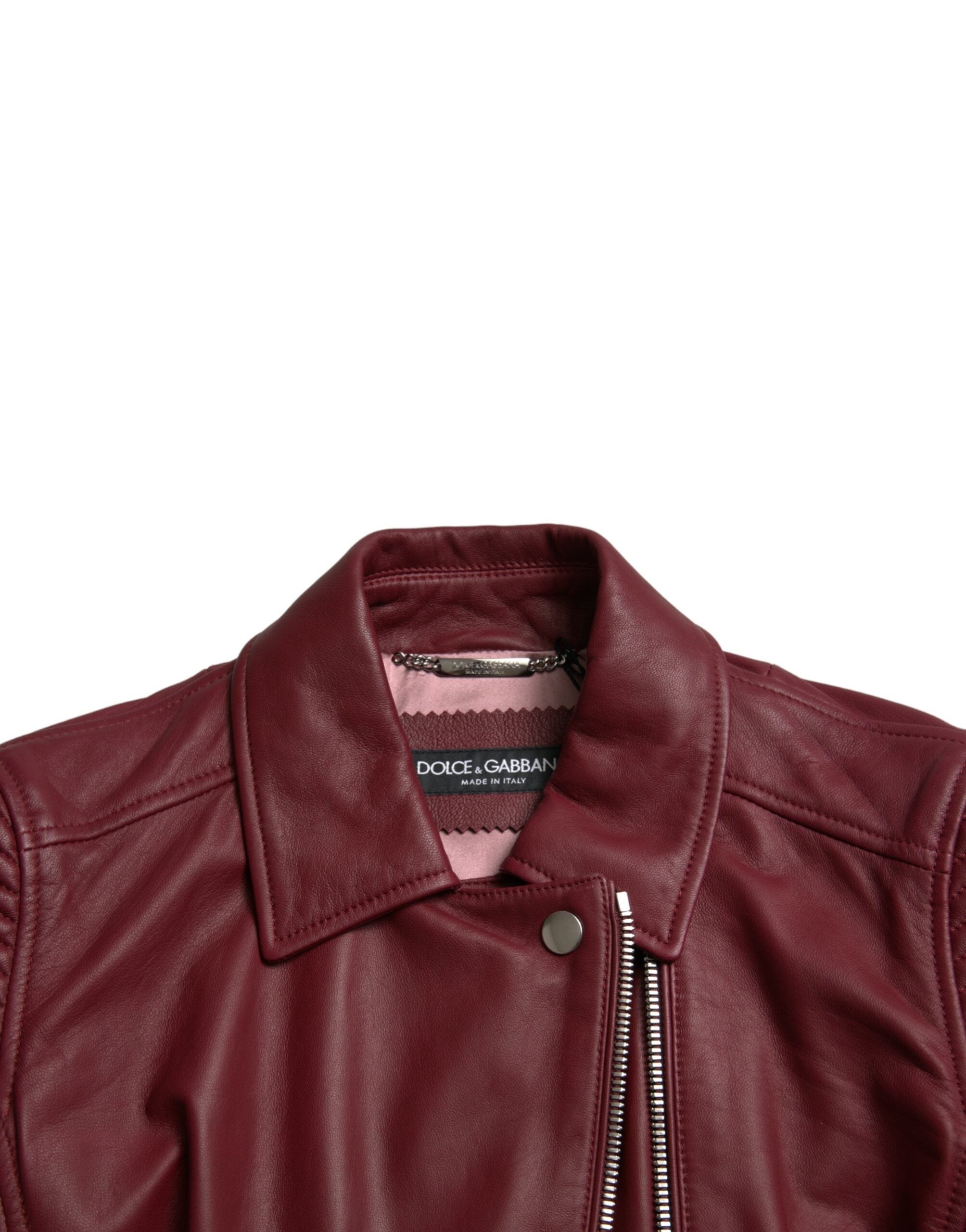 Dolce & Gabbana Bordeaux Biker-Lederjacke
