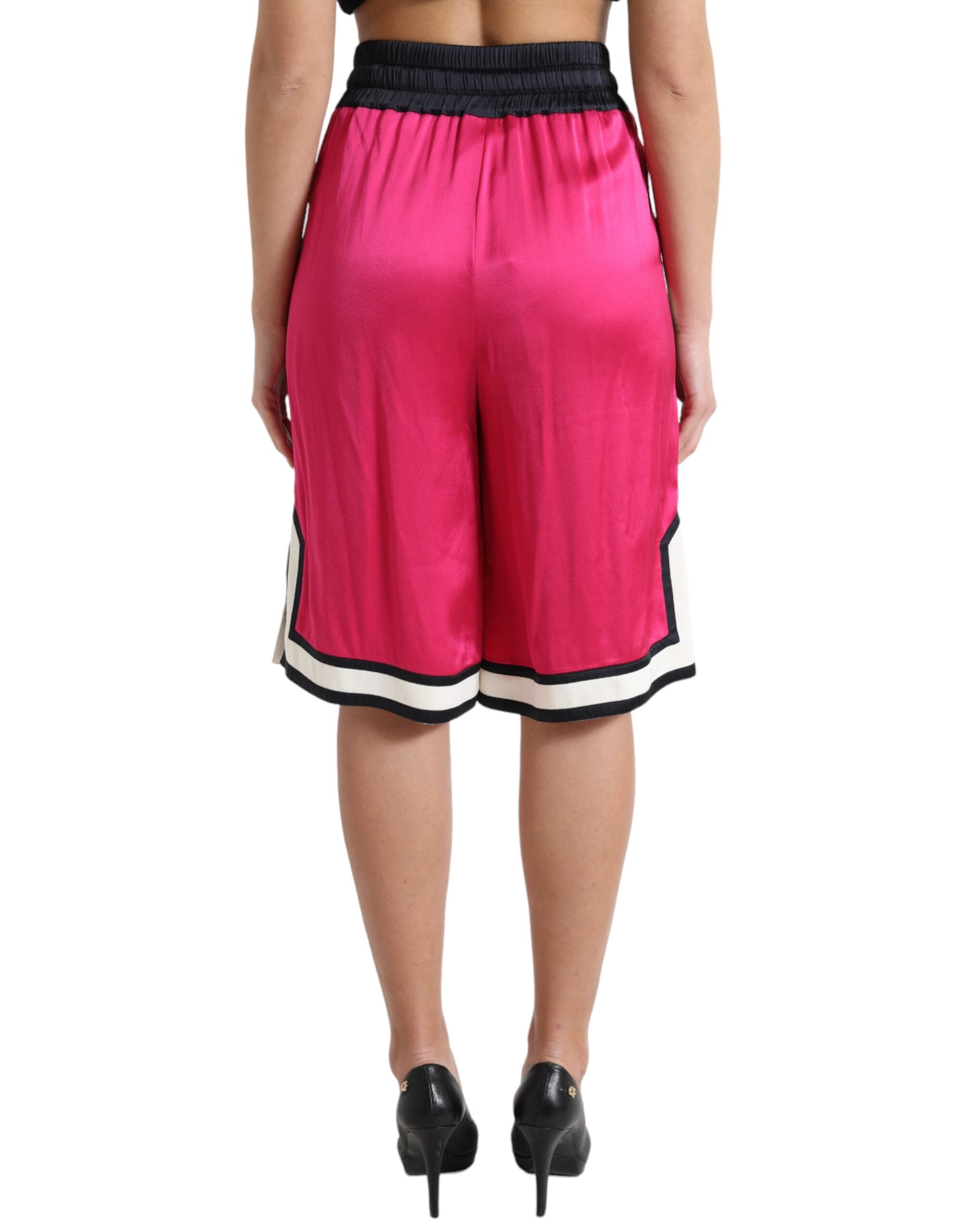 Pantaloni scurți din jerseu roz cu talie înaltă Dolce & Gabbana Chic