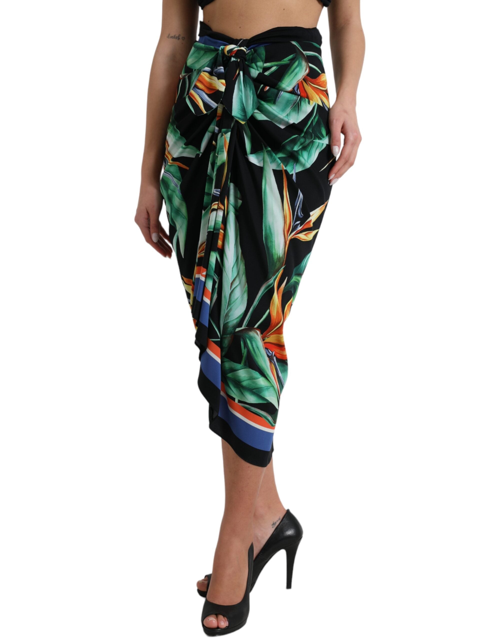 Dolce & Gabbana – Eleganter Midirock mit Blumenmuster und hoher Taille