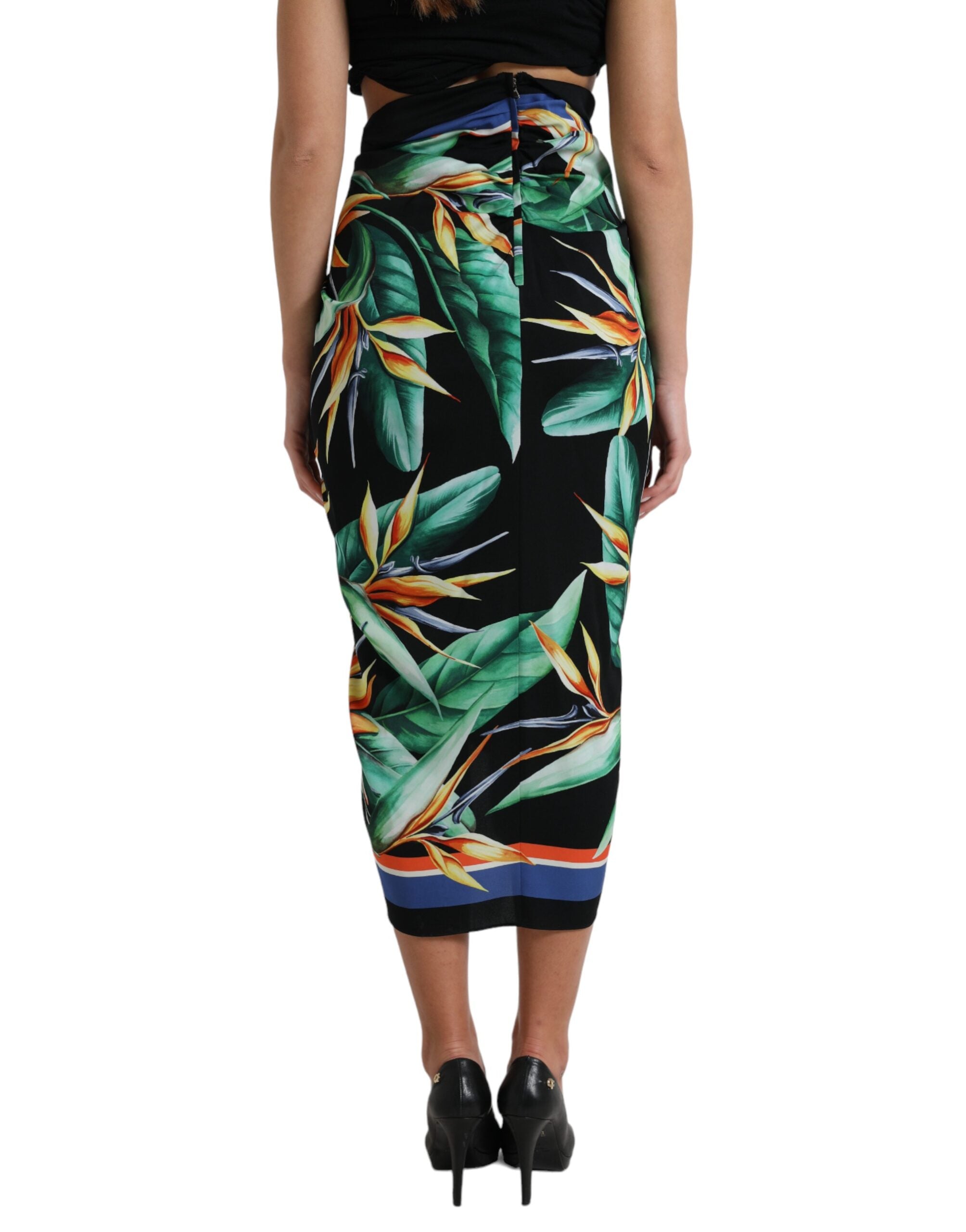 Dolce & Gabbana – Eleganter Midirock mit Blumenmuster und hoher Taille
