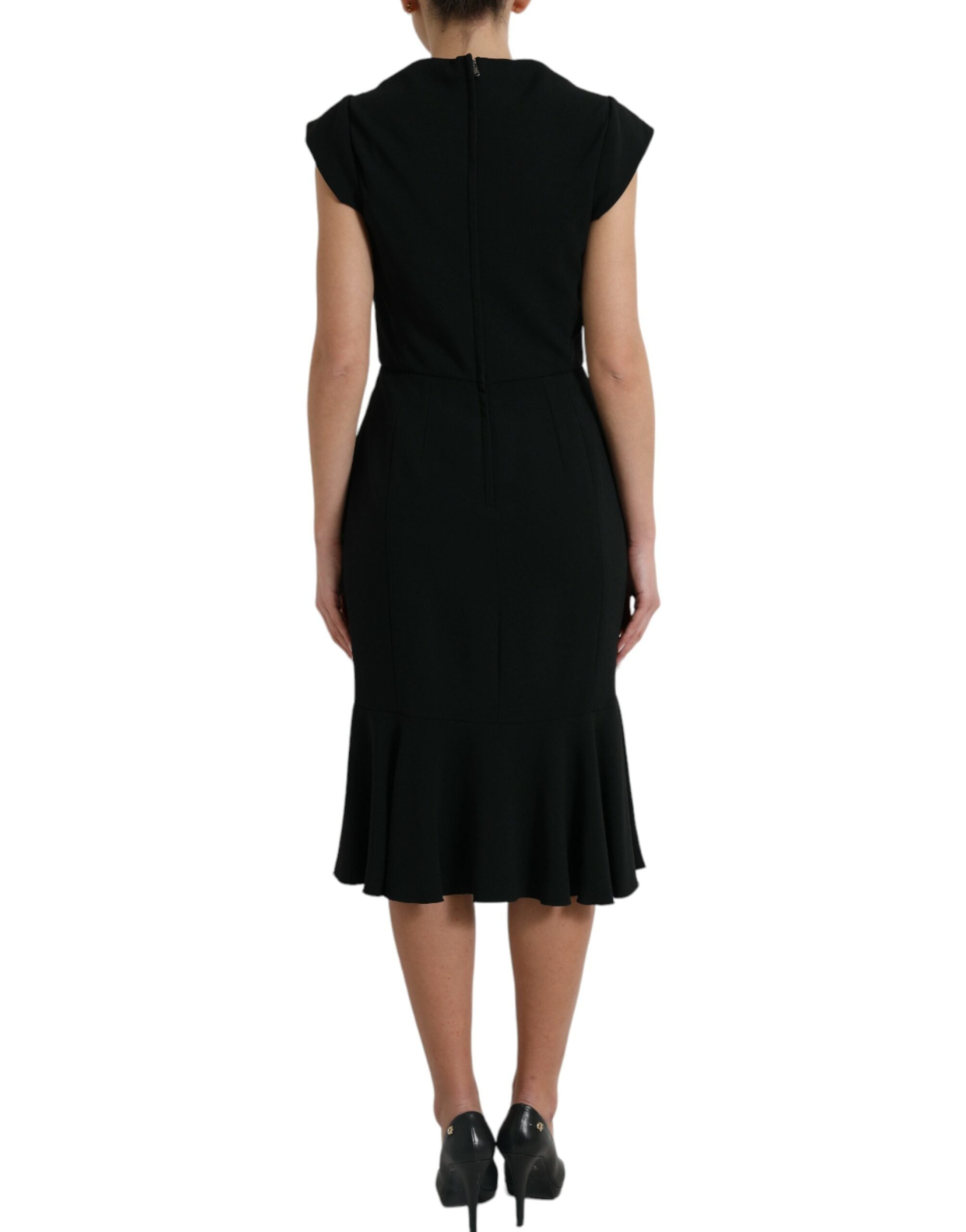 Dolce & Gabbana Elegantes schwarzes Stretch-Cady-Midikleid
