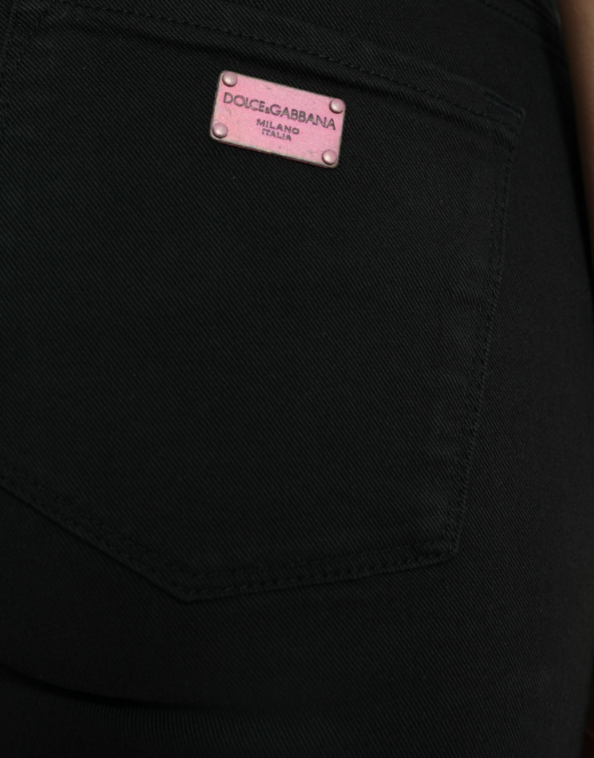 Blugi eleganți negri elastici cu talie medie Dolce & Gabbana