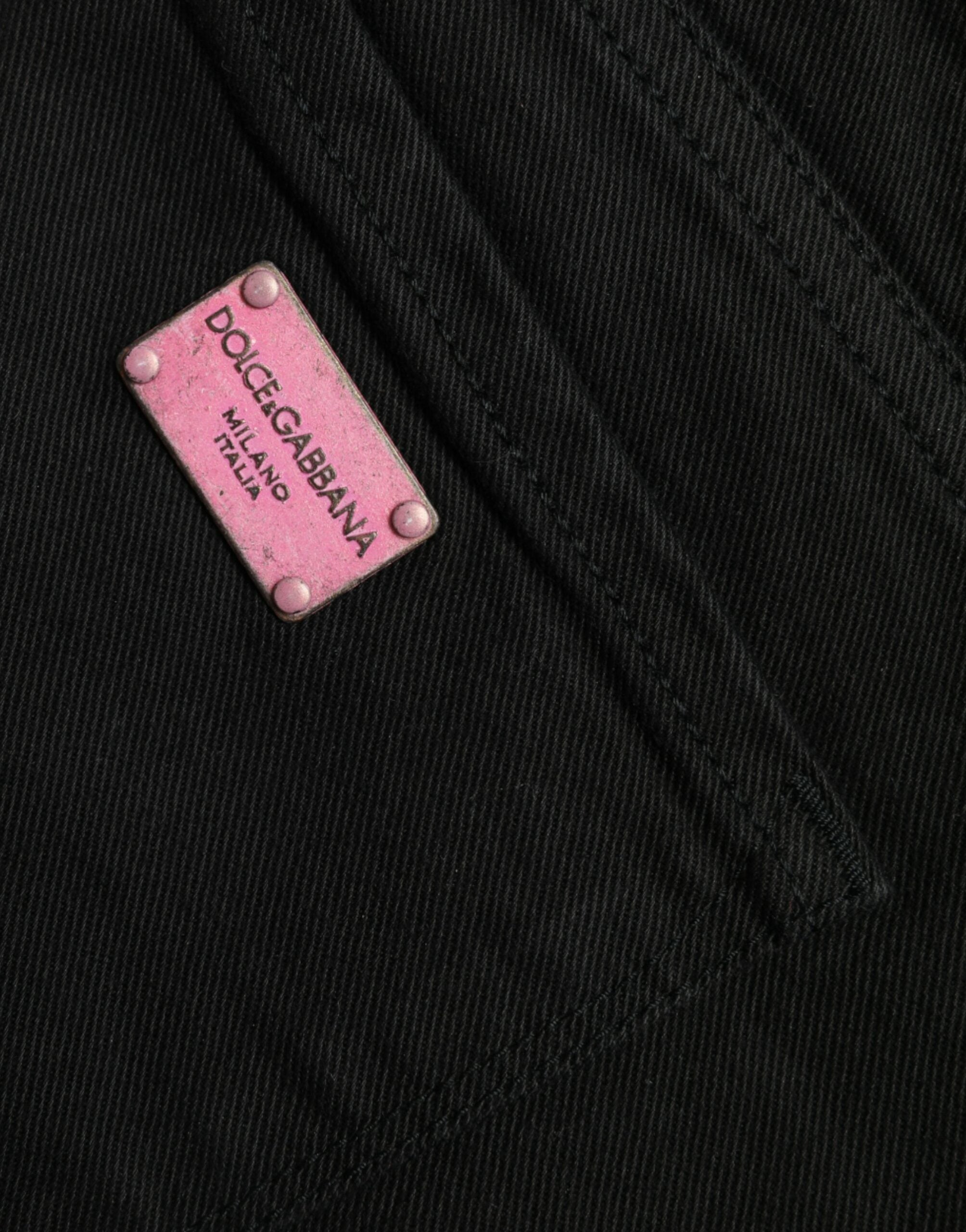 Blugi eleganți negri elastici cu talie medie Dolce & Gabbana