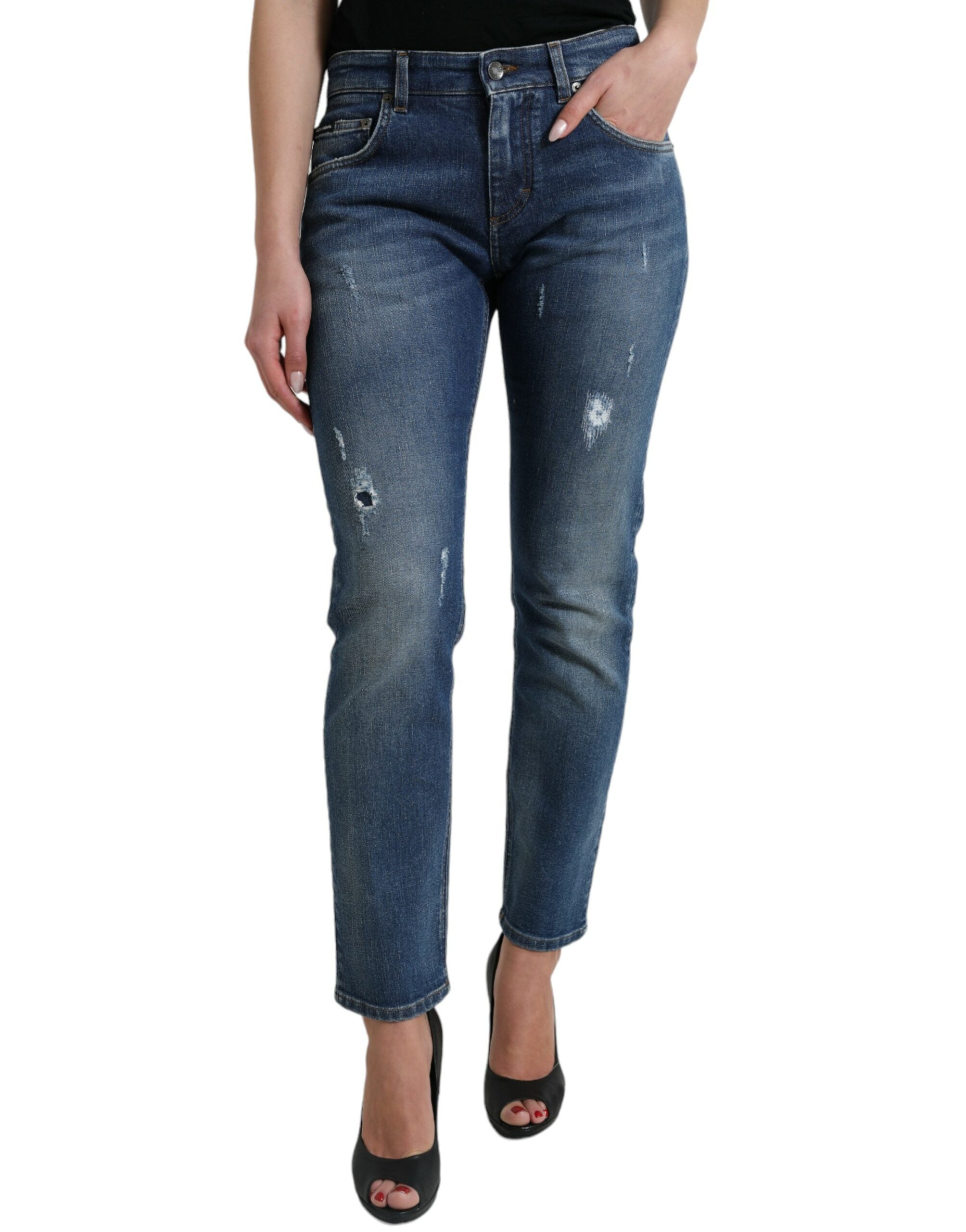 Blugi elastici cu talie medie Dolce & Gabbana Chic Boyfriend